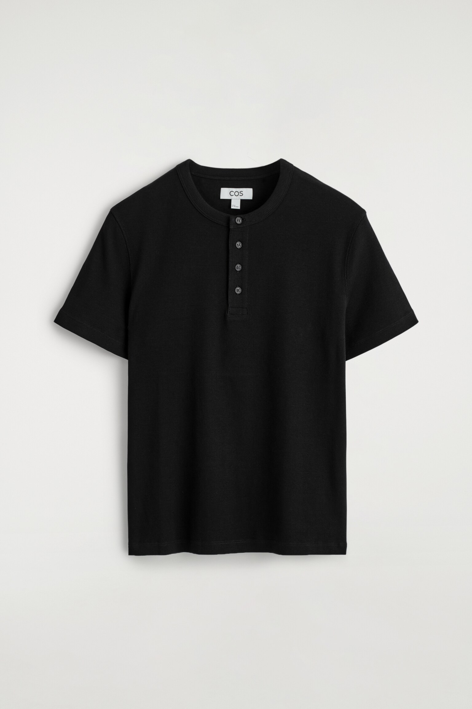 SCHMALES, GERIPPTES HENLEY-T-SHIRT - SCHWARZ/GRAU MELIERT/WEISS - 2