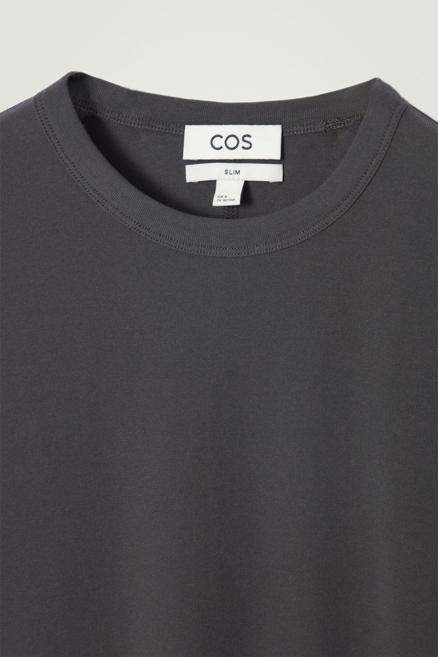 SLIM COTTON-CREPE T-SHIRT - DARK GREY/OFF-WHITE - 2