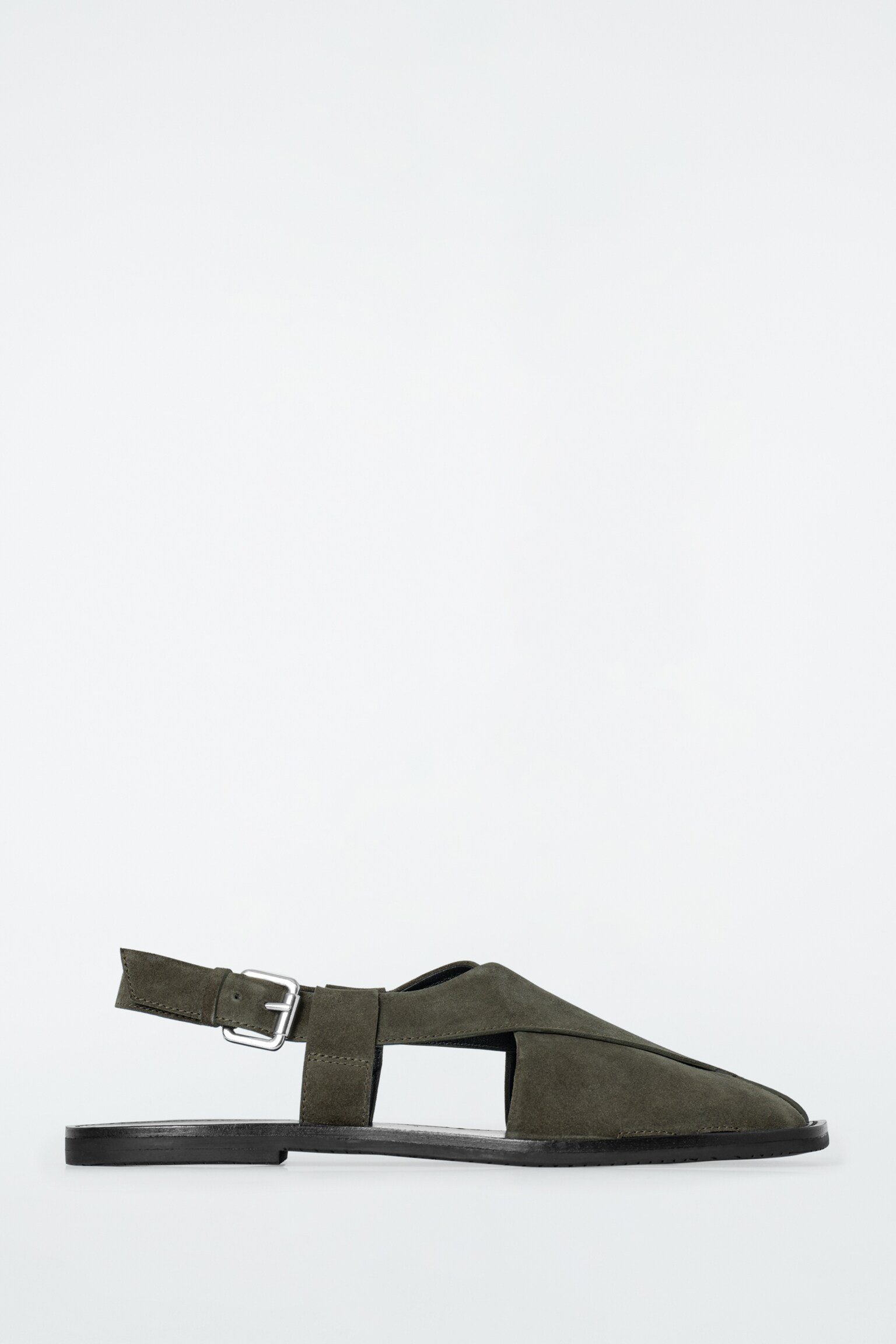 SANDALIAS DE PIEL CON PANELES CRUZADOS - GRIS/NEGRO - 2