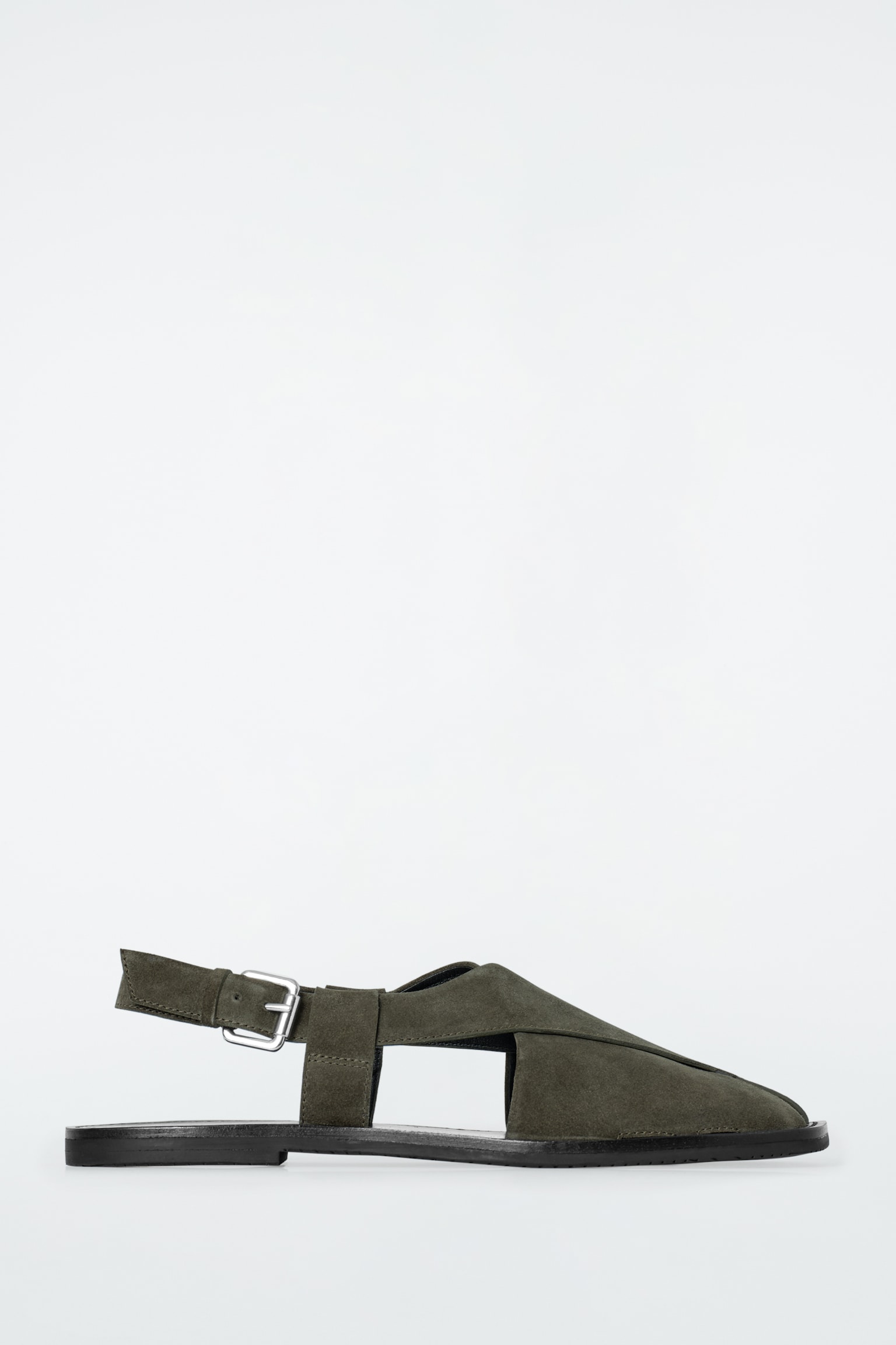 SANDALES SLINGBACK À BRIDES CROISÉES EN CUIR - GRIS/NOIR - 2