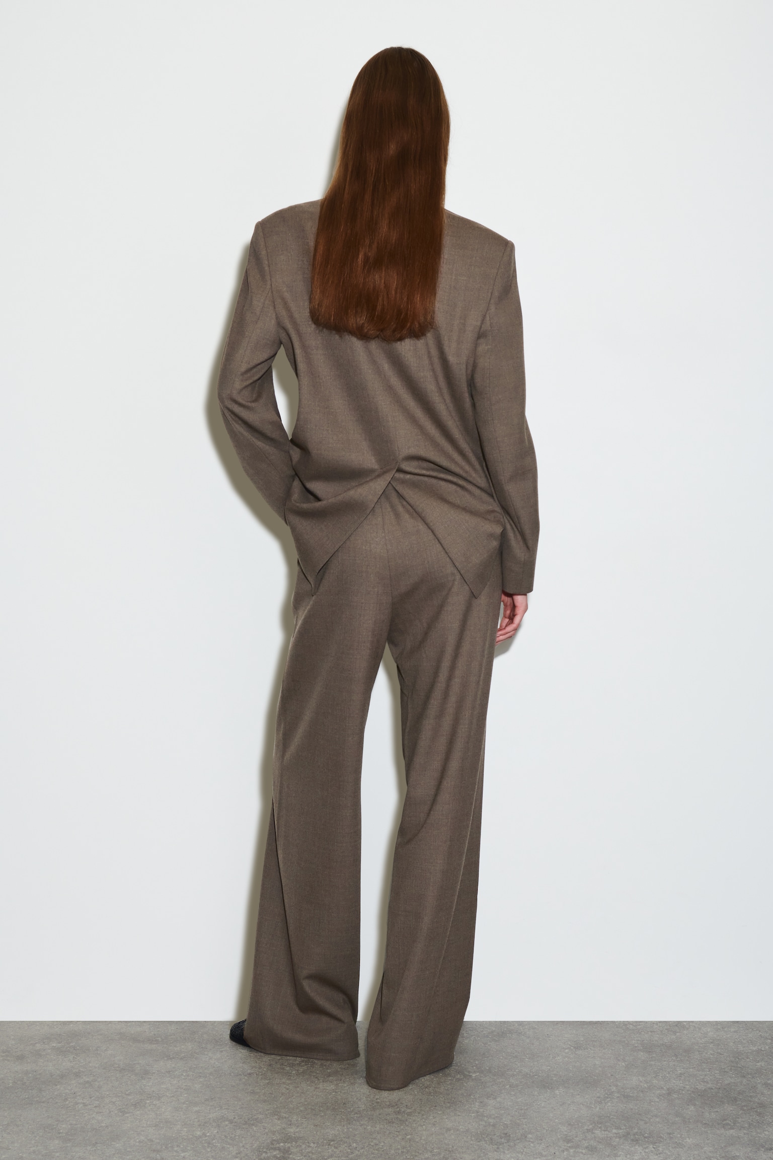PANTALONI IN MISTO LANA A GAMBA LARGA - GRIGIO - 3