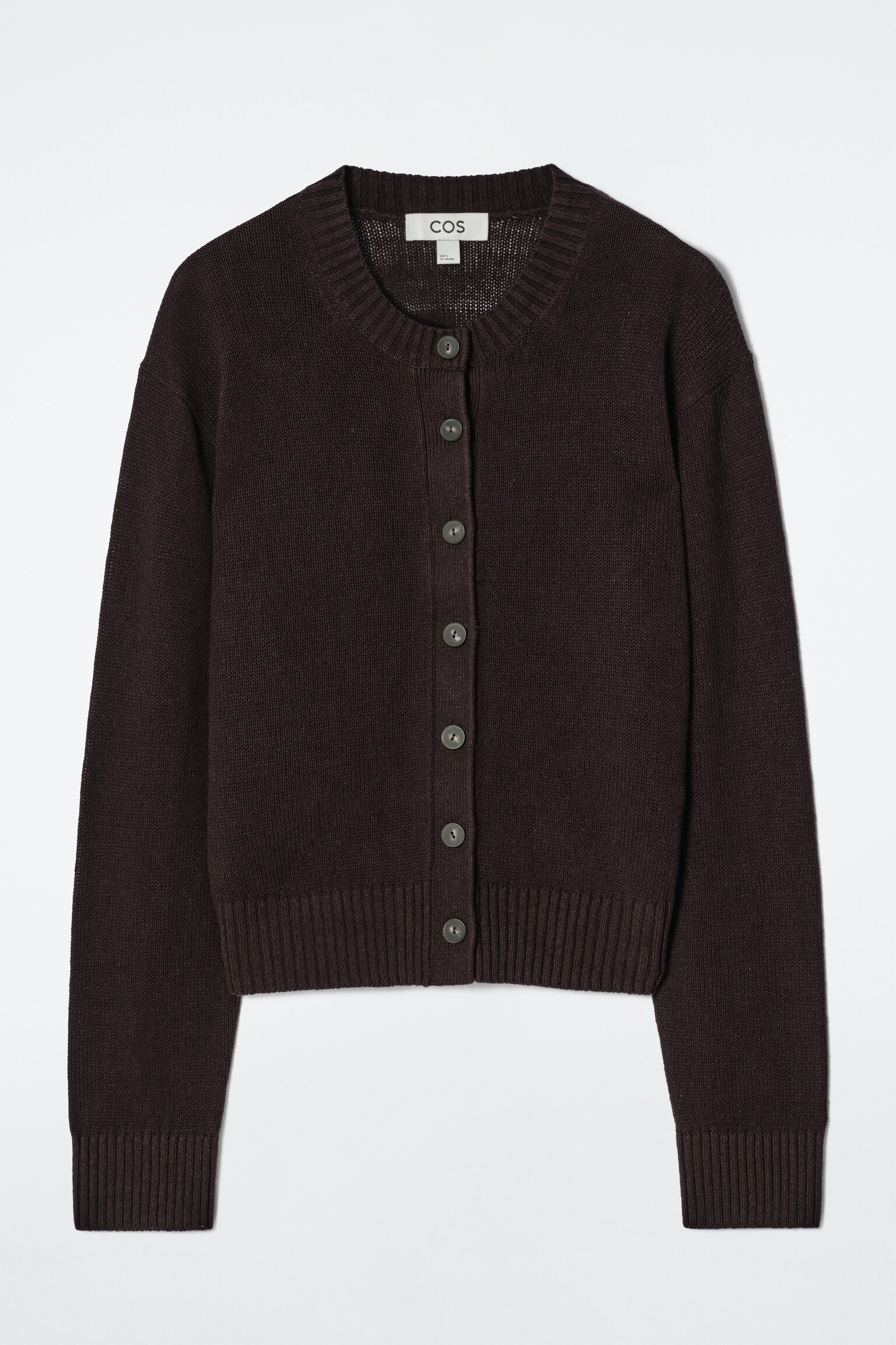 CARDIGAN EN MAILLE DE LIN - BRUN FONCÉ/IVOIRE/ROSE - 2