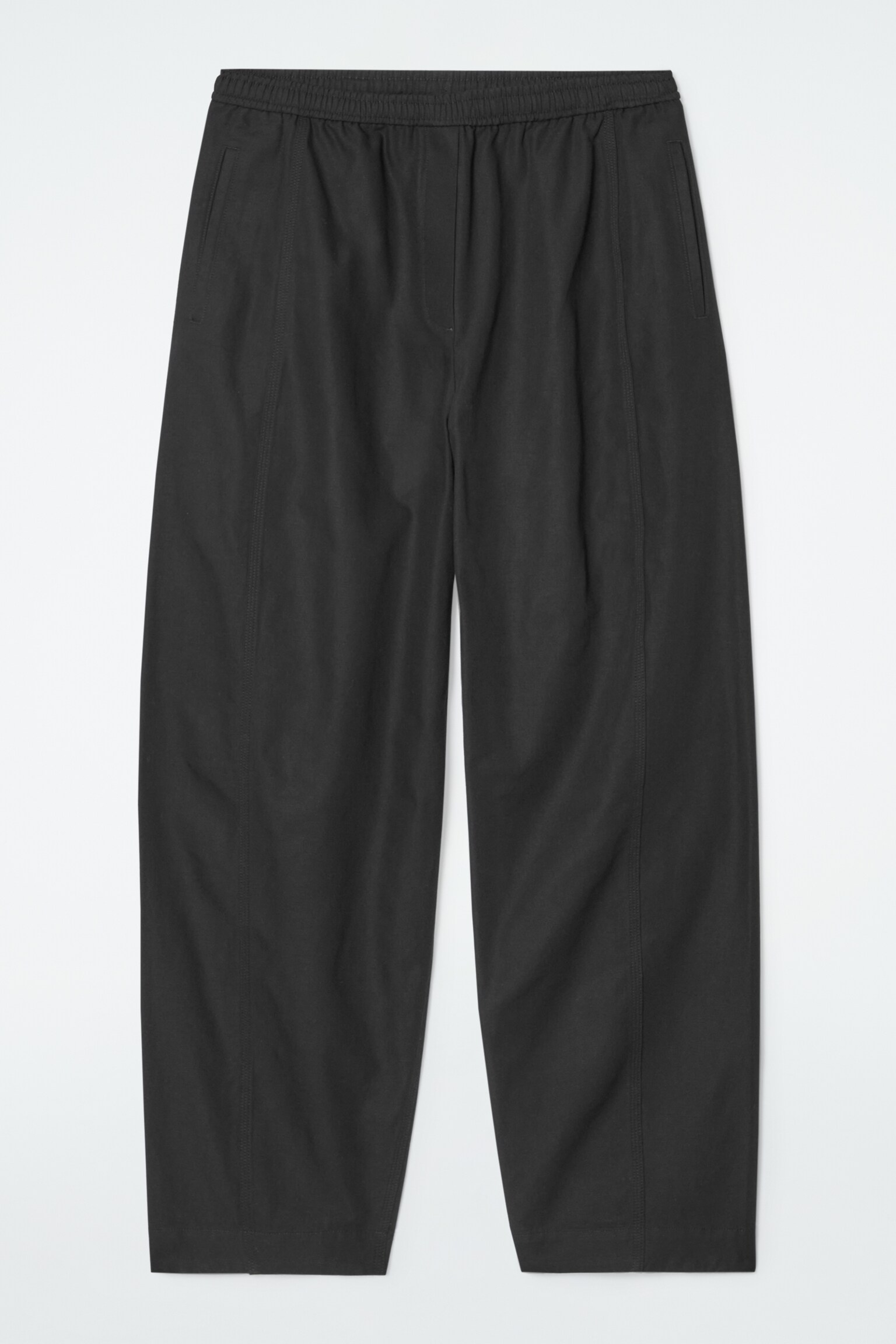 BARREL-LEG COTTON TROUSERS - BLACK/WHITE/BEIGE