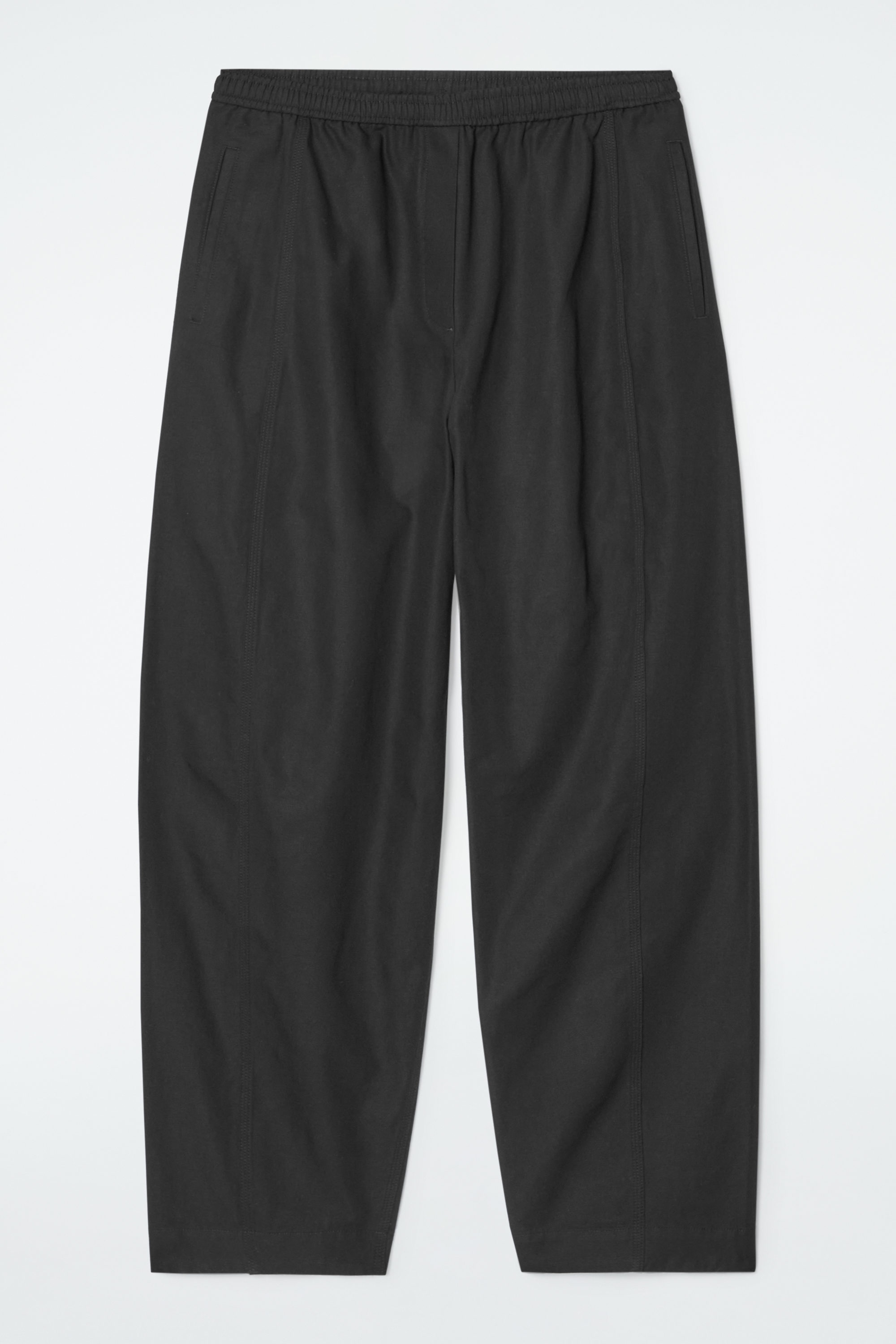 【COSYHARU】Basic black cotton pants BARREL-LEG COTTON PANTS - BLACK | COS