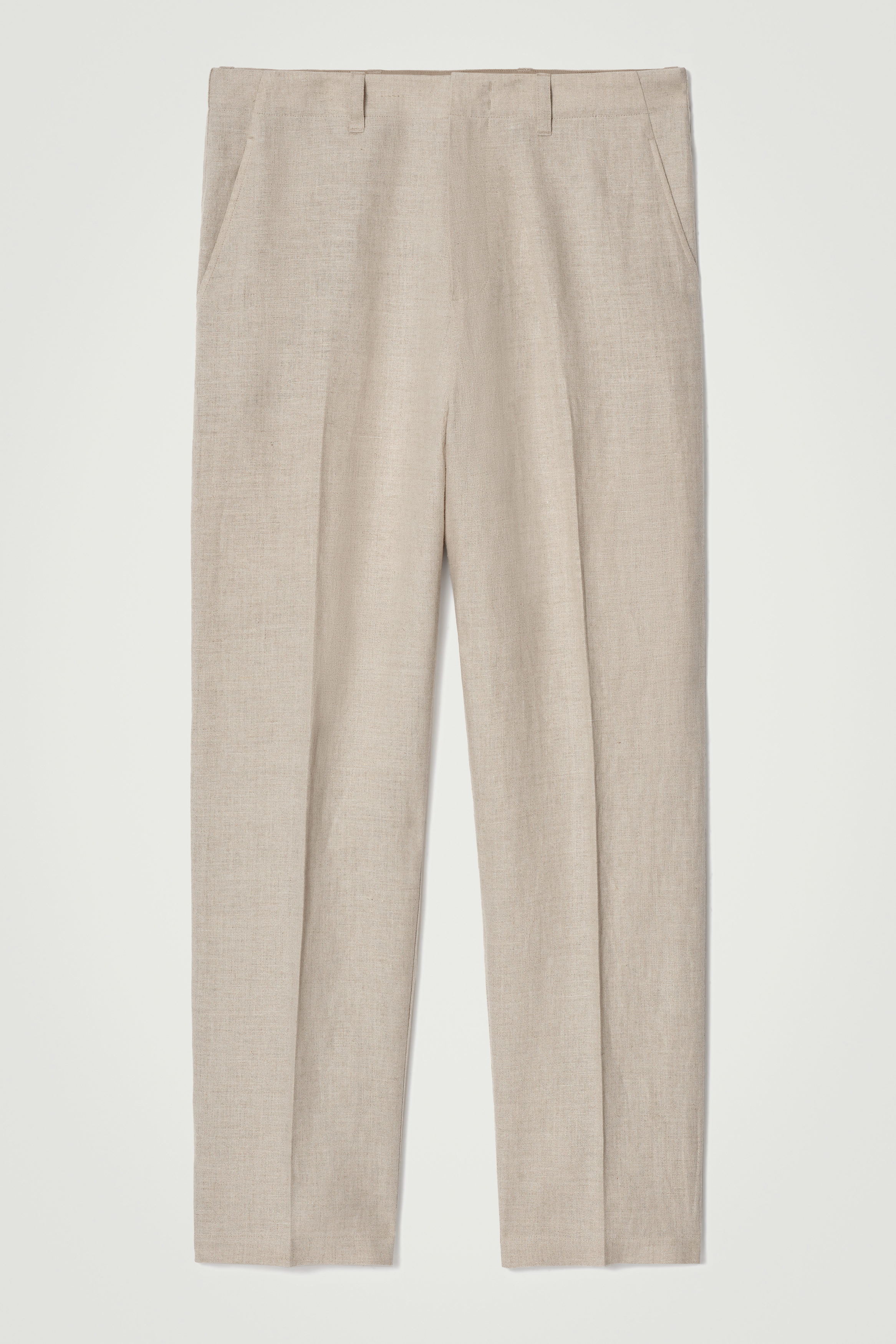 アプントビー　TROUSERS VICHY LINEN AND COTTON rennes — Apuntob | Long Straight Trousers in Natural Vichy Linen