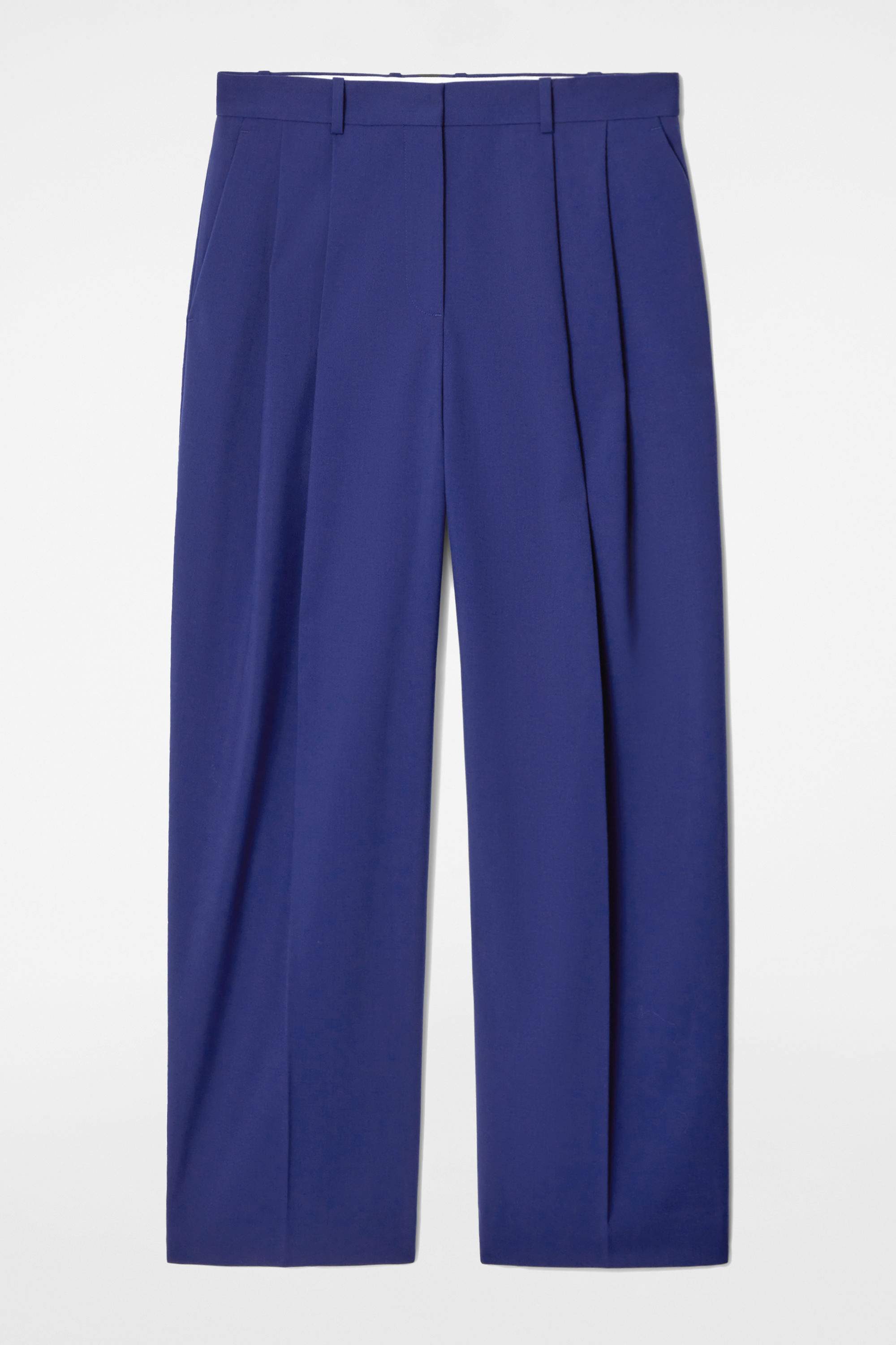RELAXED TWILL WIDE-LEG TROUSERS - BLUE | COS