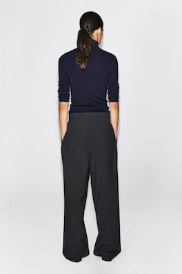 RELAXED TWILL WIDE-LEG PANTS — DARK GRAY 4