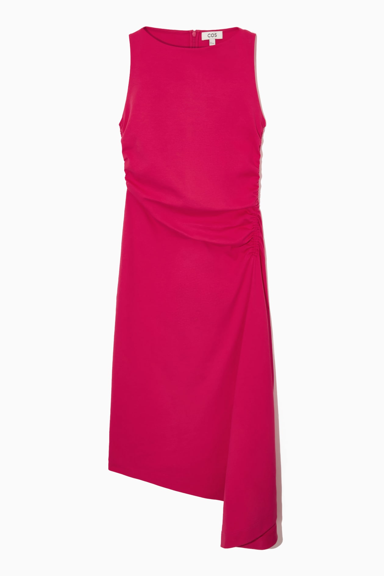 ASYMMETRIC GATHERED MIDI DRESS - PINK | COS