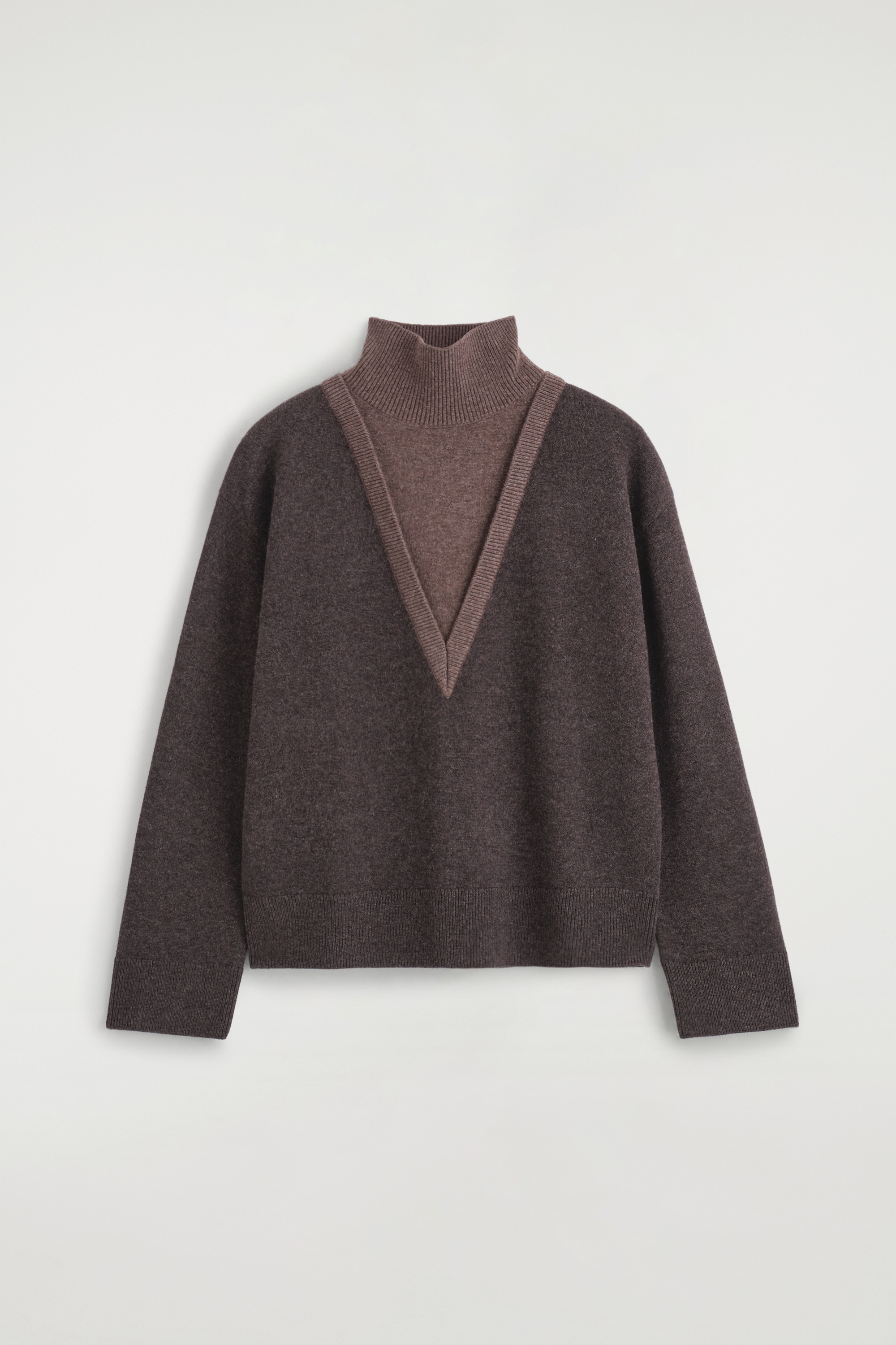 PULL À COL CHEMINÉE SUPERPOSÉ EN LAINE MÉRINOS