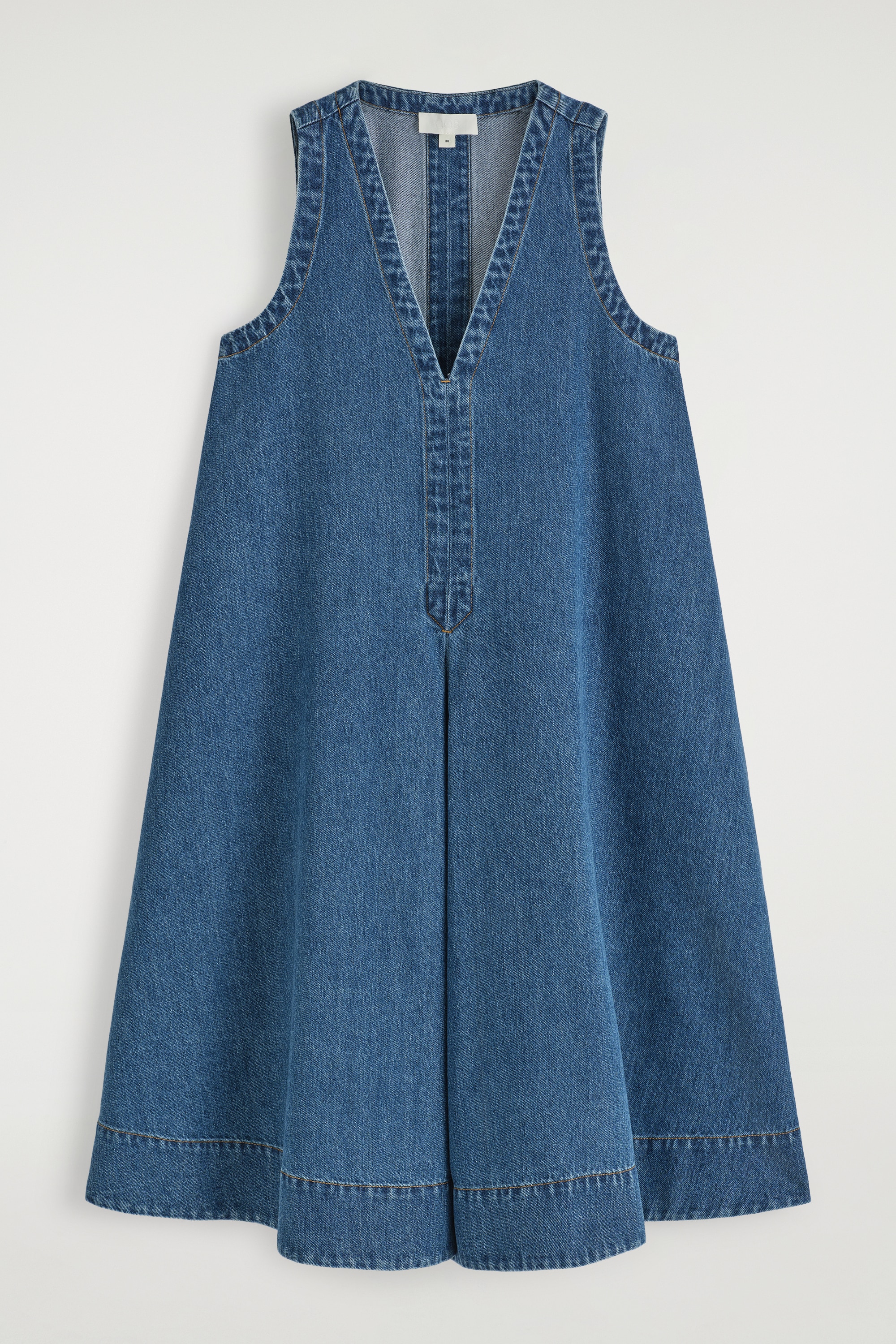 ROBE COURTE TRAPÈZE EN DENIM - BLEU