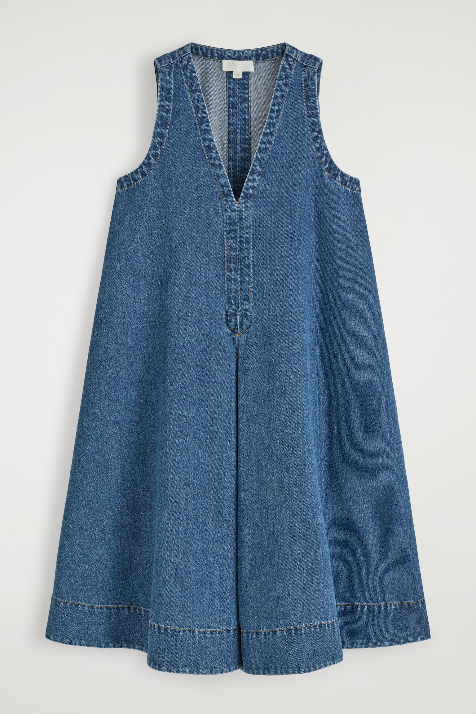 DENIM A-LINE MINI DRESS - BLUE - 2