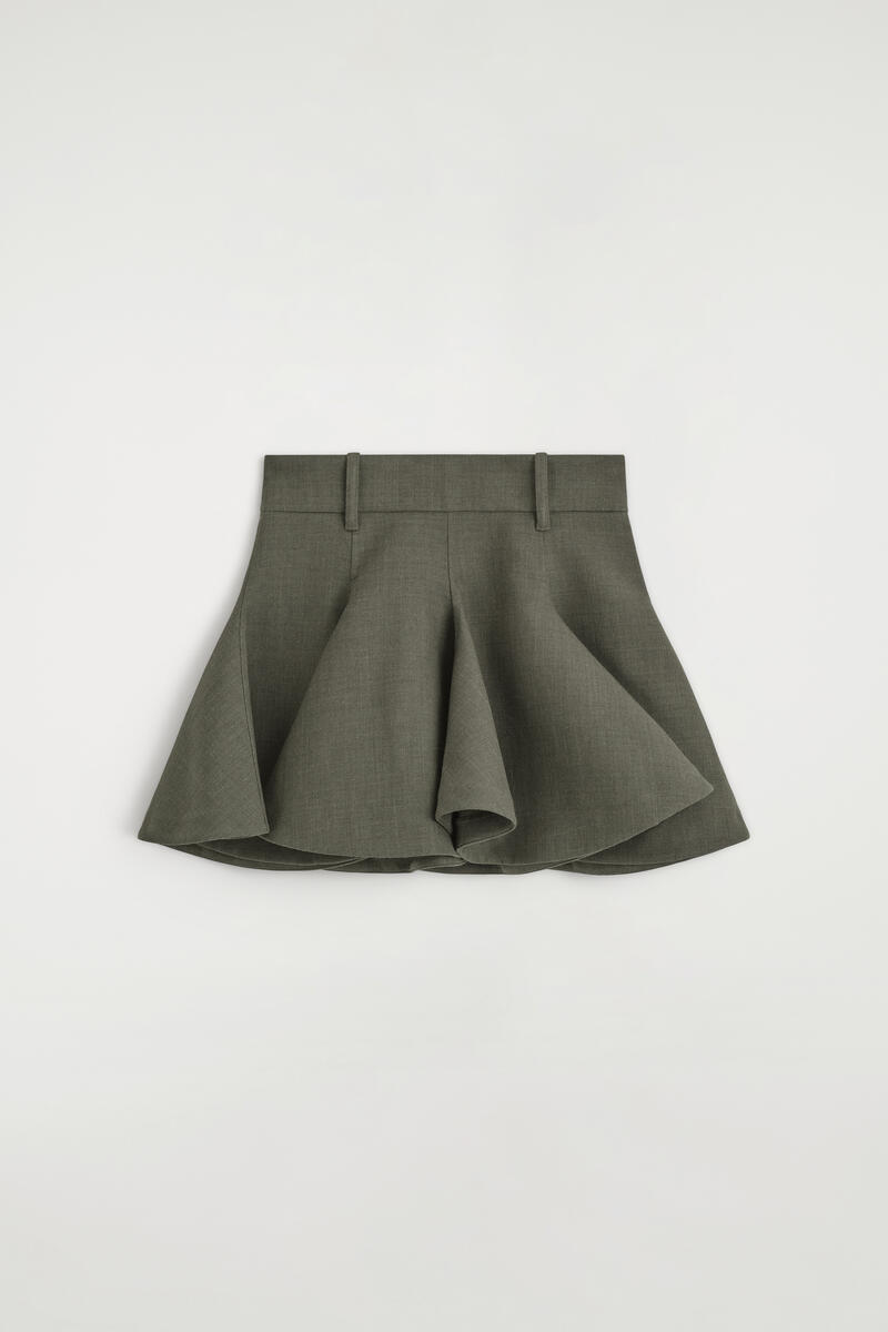 Sculptural Tailored Wool Mini Skirt