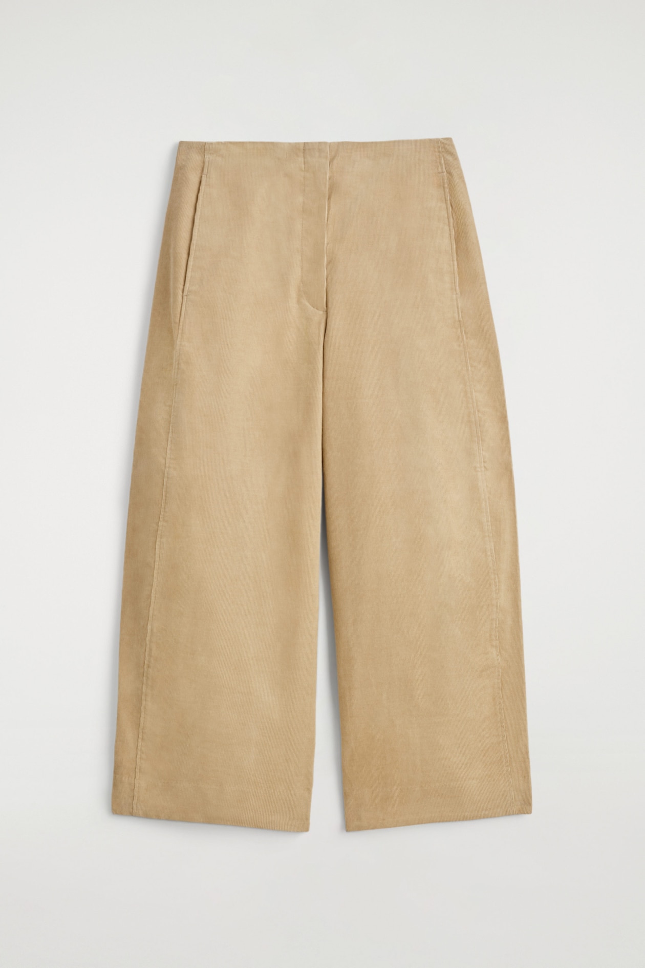 CORDUROY BARREL-LEG PANTS — BEIGE