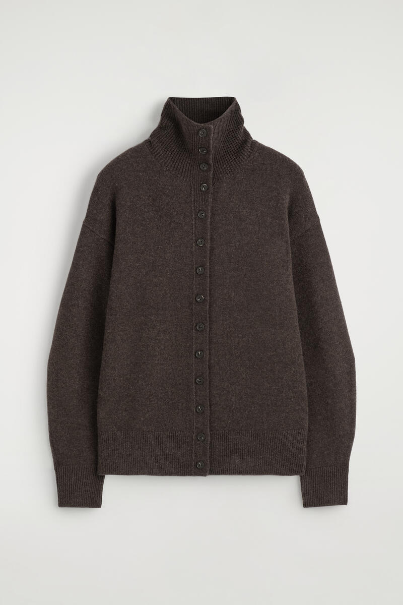 Sculpted Cashmere Turtleneck Cardigan