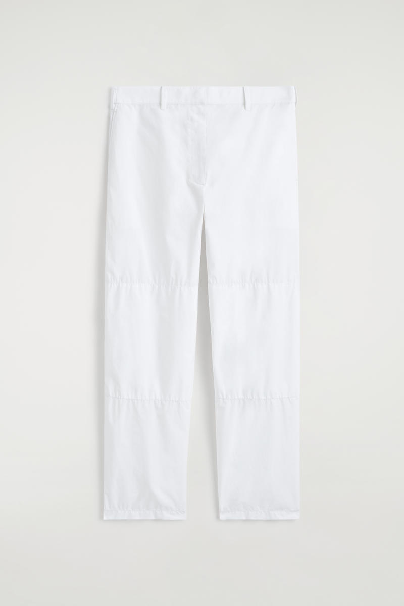 COS Gathered Panelled Cotton Trousers White Women's Size 44