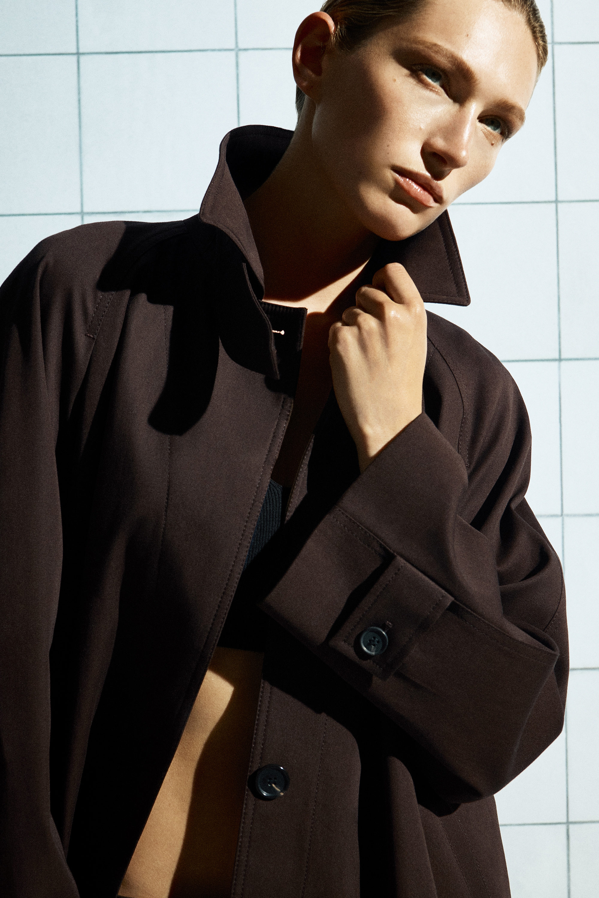 CURVE CUT LINE JACKET brown【EAPHI】 CURVE CUT LINE JACKET brown【EAPHI】