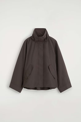NYLON mock-NECK JACKET — BROWN 8