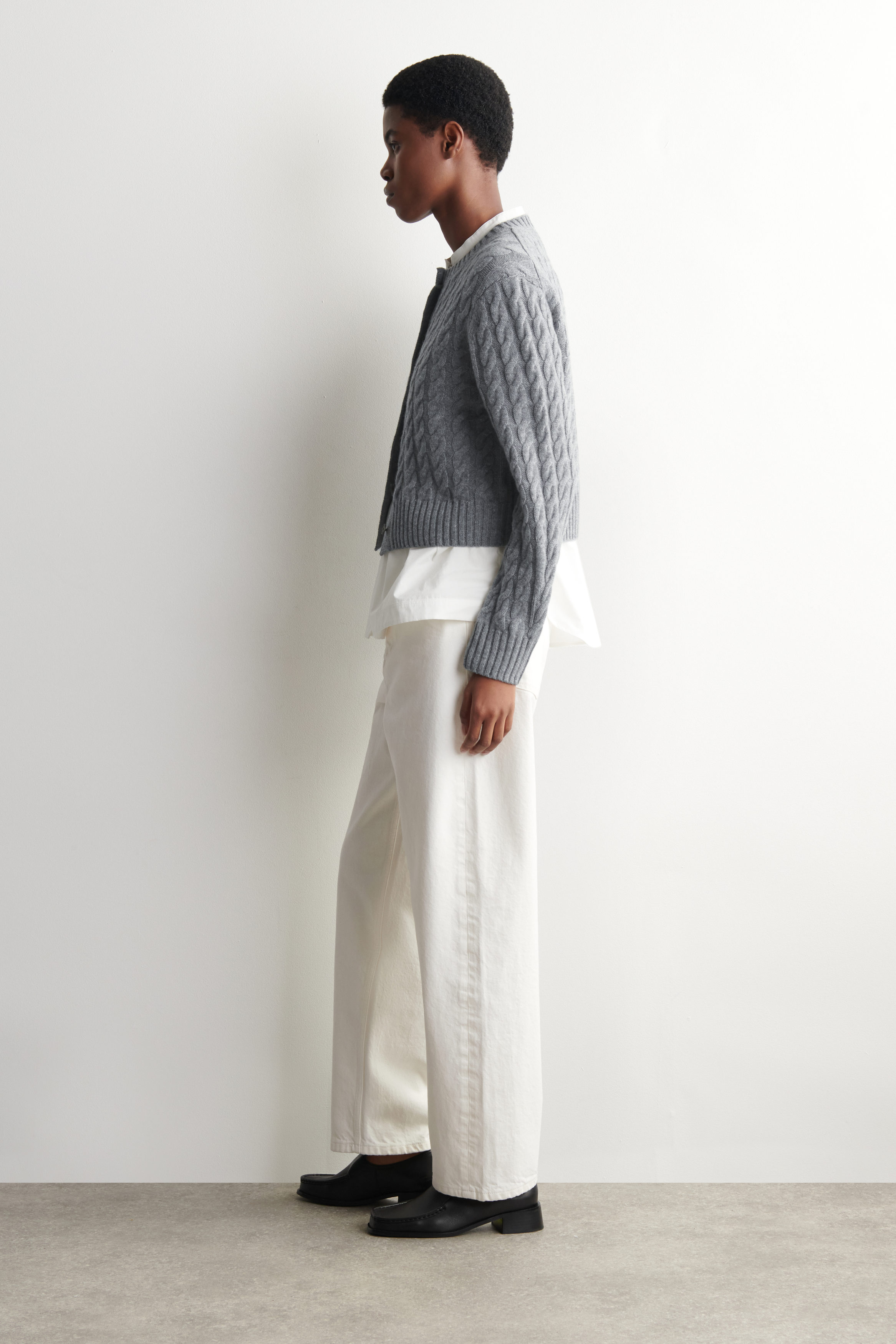 CABLE-KNIT MERINO WOOL CARDIGAN - GRAY | COS US