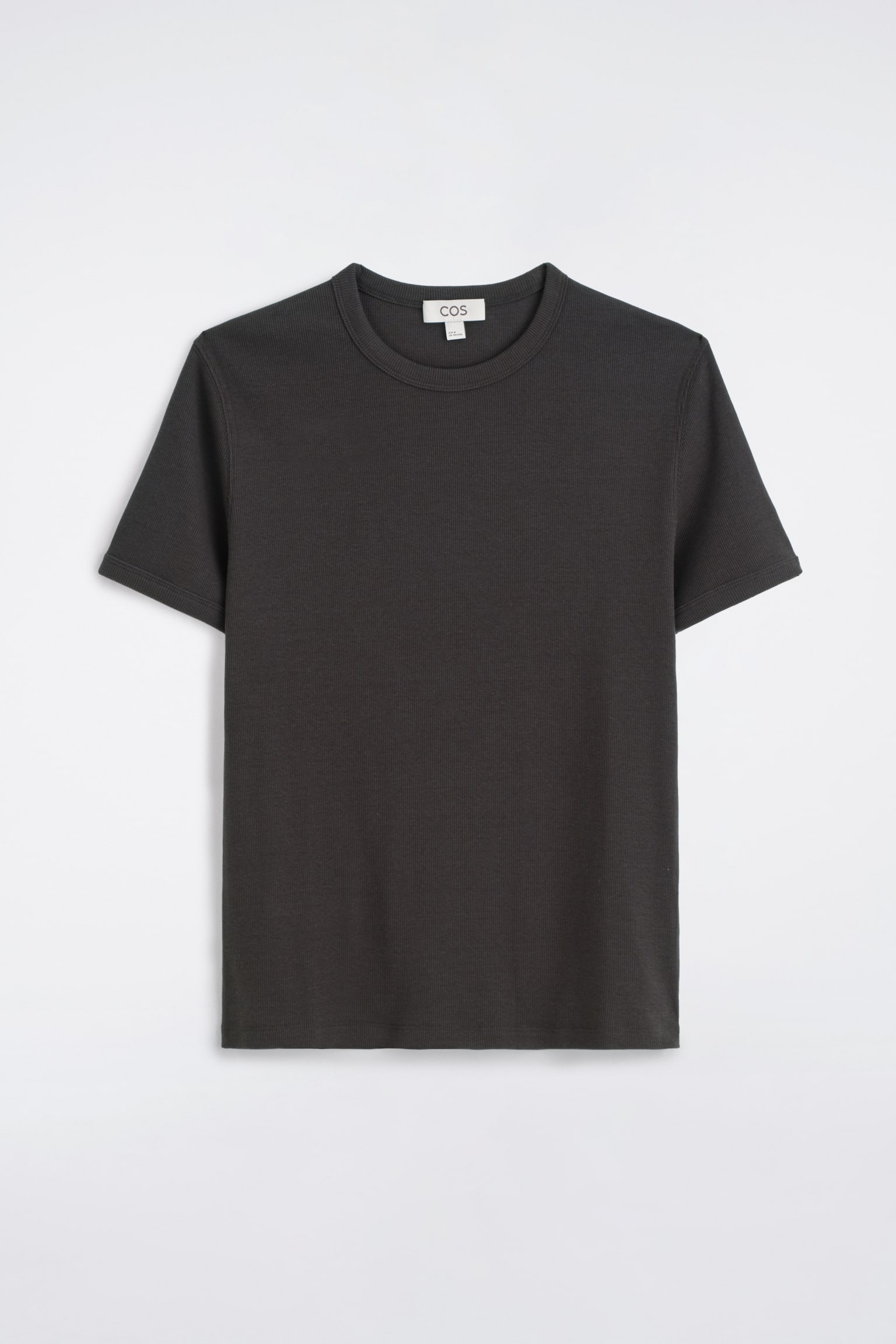 RIBBET T-SHIRT I BOMULD – SLIM - BRUN/HVID/SORT/KOKSGRÅ/LYSEGRÅ/MARINEBLÅ/MØRKEGRÅ - 1