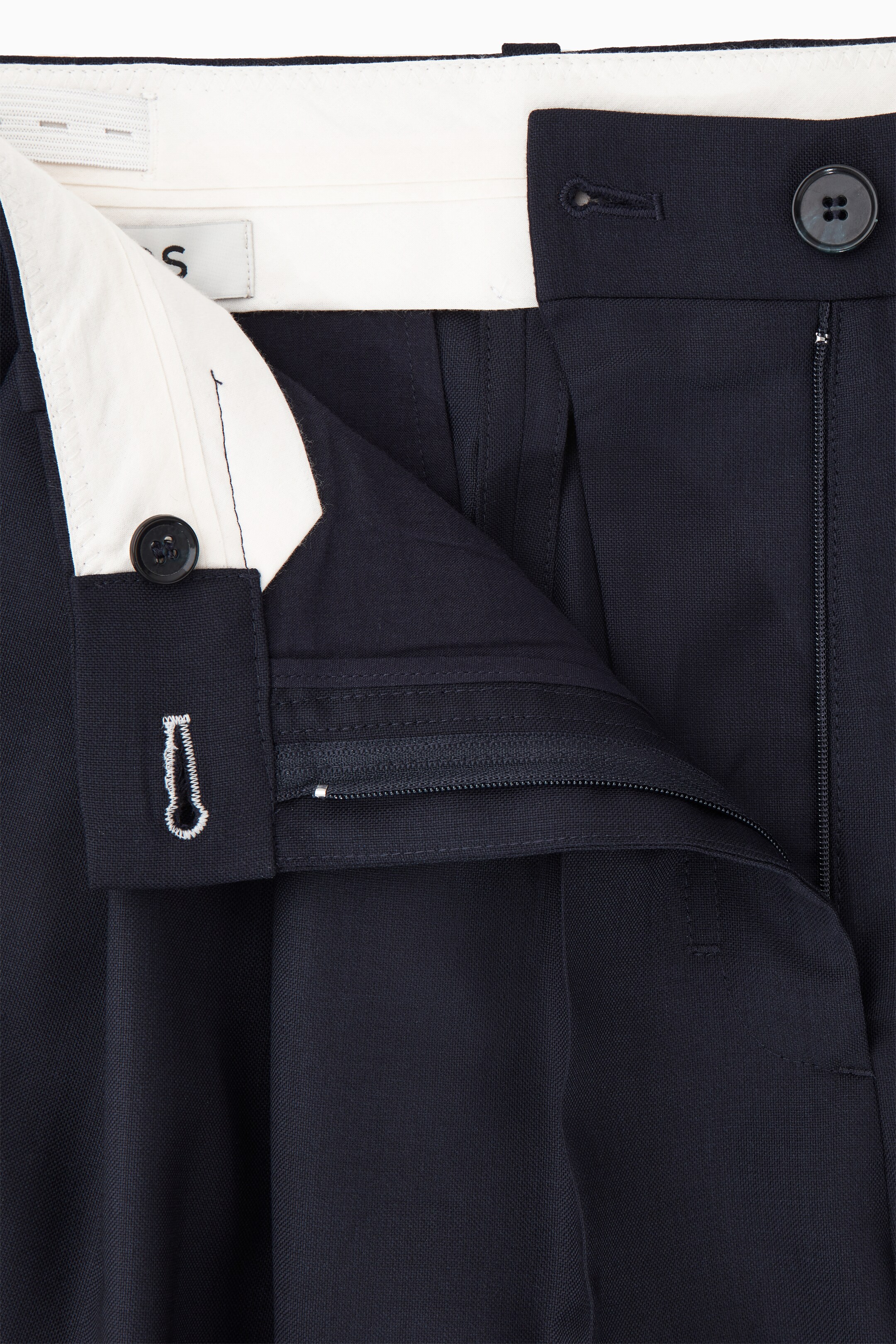 Agrandir l'image: PANTALON BARREL EN LAINE REGULAR - BLEU MARINE - FEMME | H&M CH 3