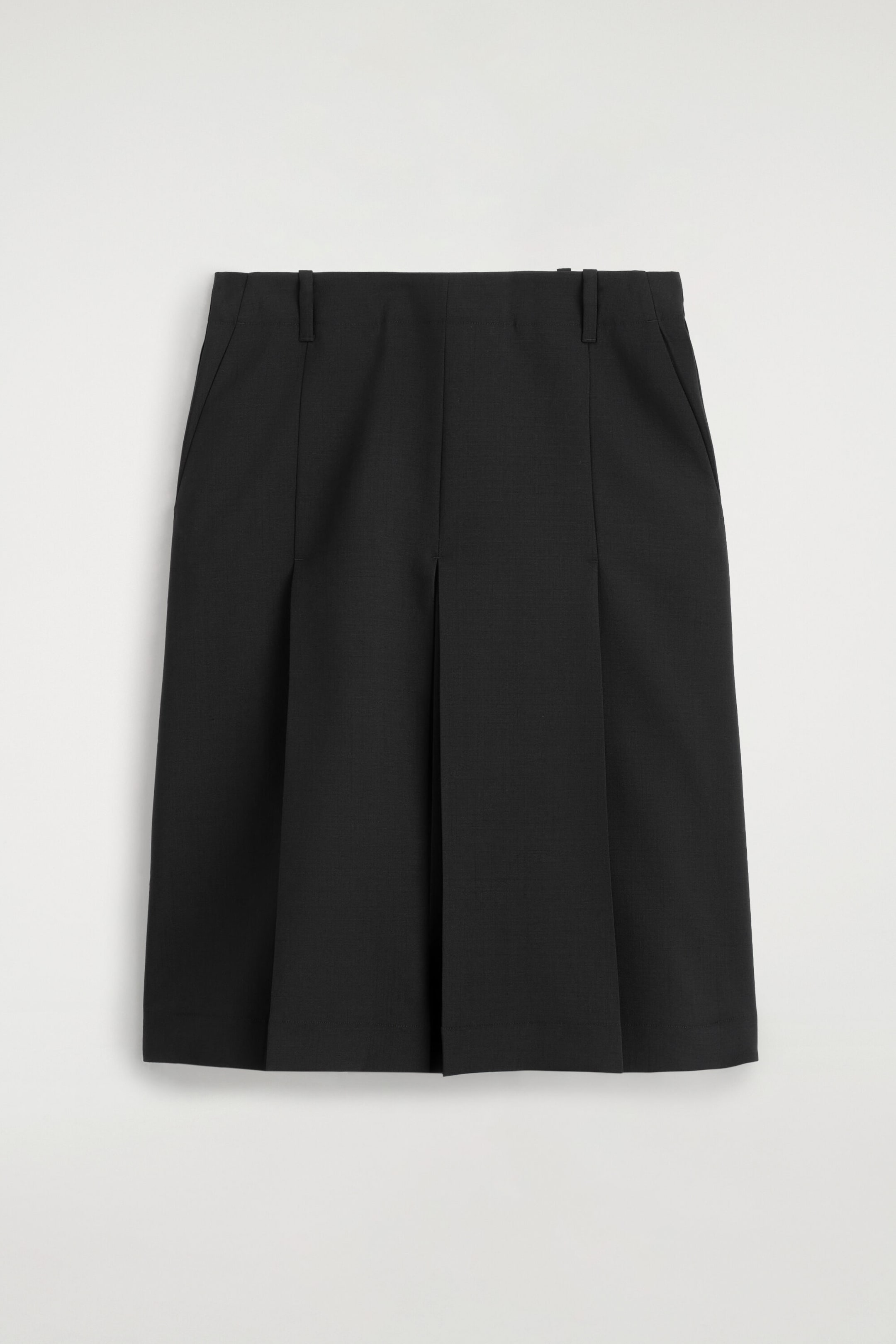BOX-PLEAT WOOL MIDI SKIRT