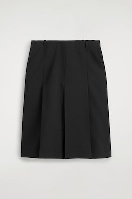 BOX-PLEAT WOOL MIDI SKIRT — BLACK 9