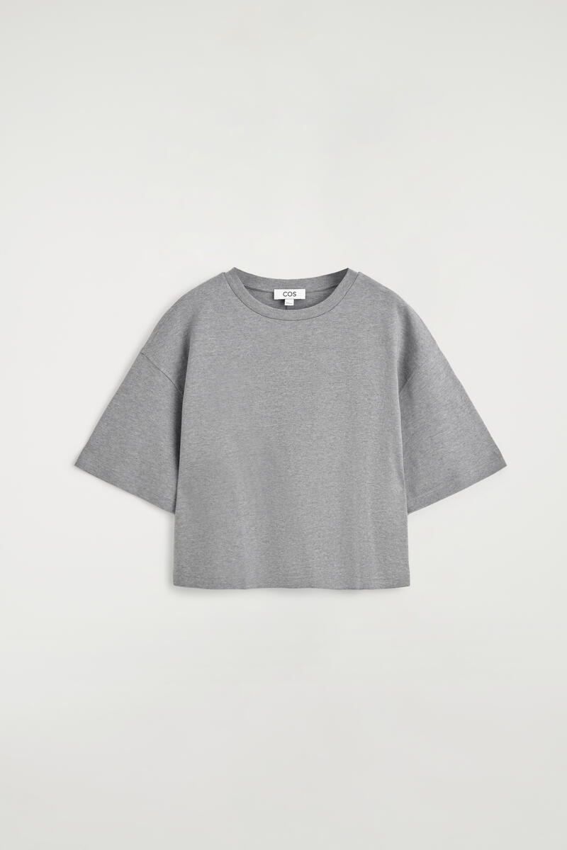 Cos Oversized Boxy Cotton T-shirt In Grey