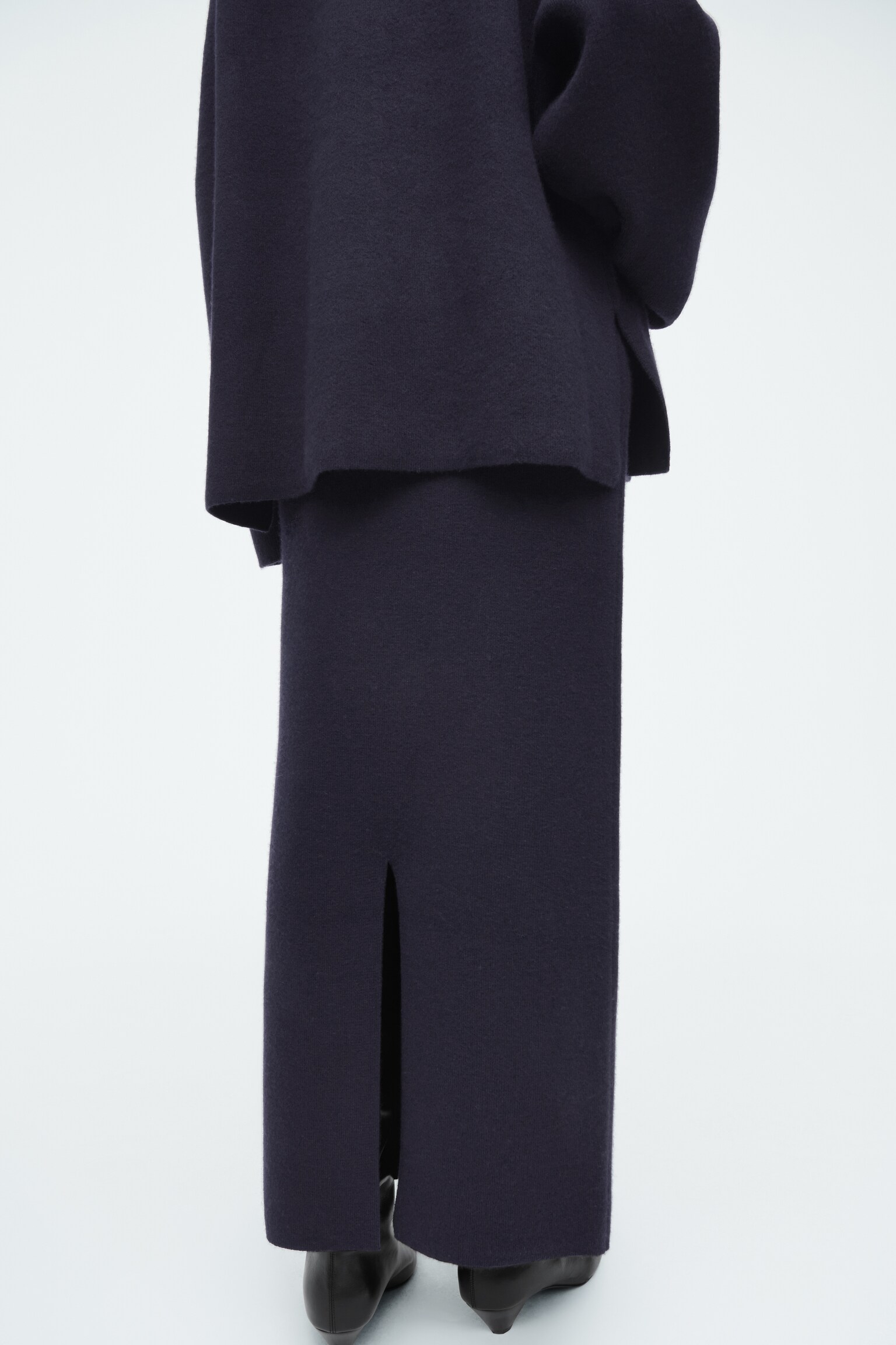 MAXI GONNA IN LANA DOPPIATA - BLU NAVY - 6