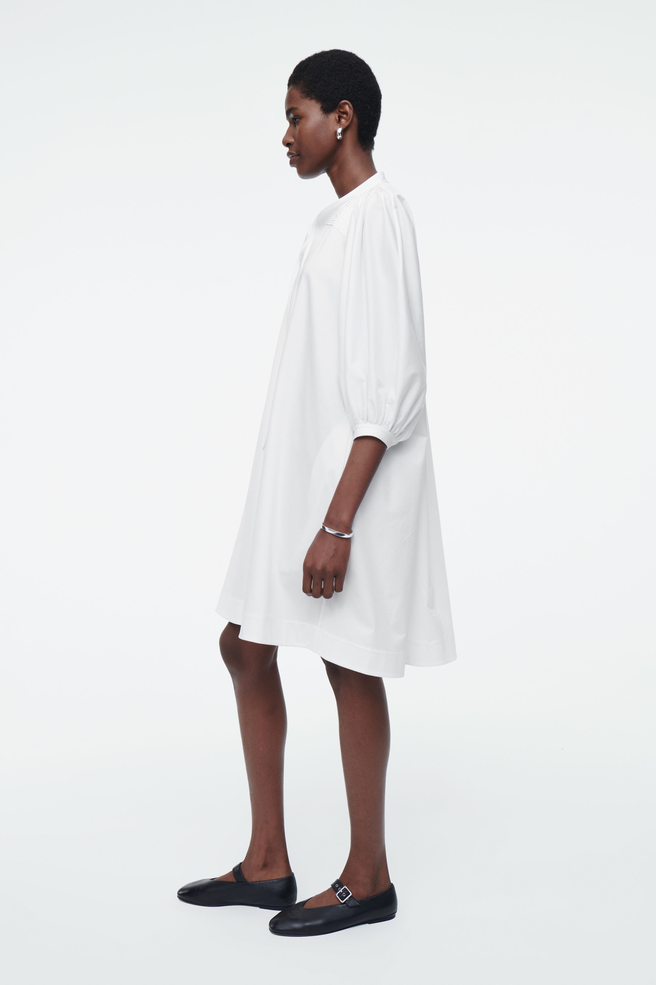 TIE-DETAIL PLEATED MINI DRESS