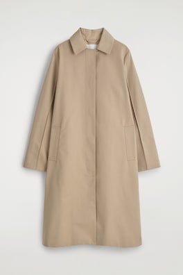 CLASSIC COTTON LONG CAR COAT — BEIGE 2