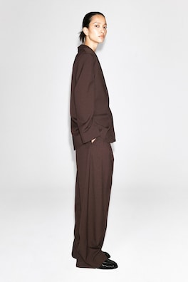 TWILL SINGLE-BREASTED BLAZER — DARK BROWN 4