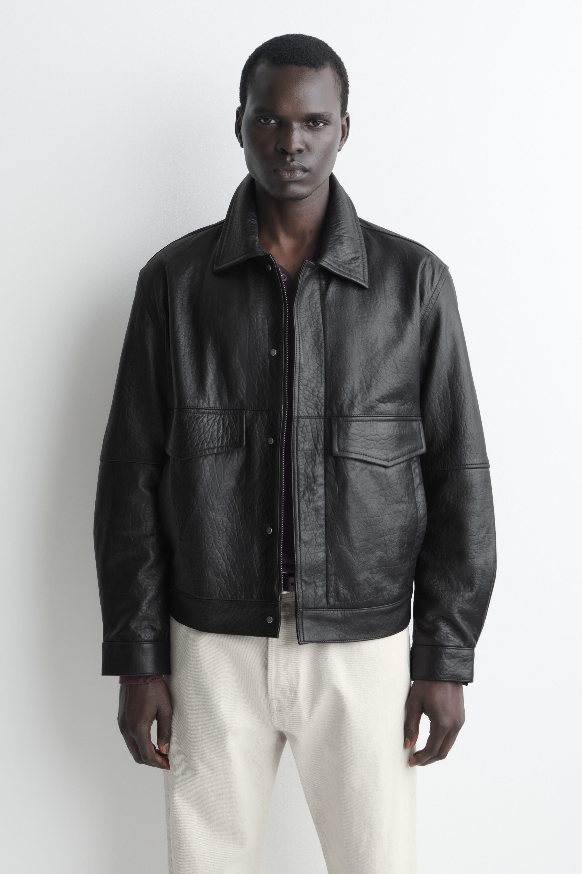 LEATHER FLIGHT JACKET - BLACK | COS US