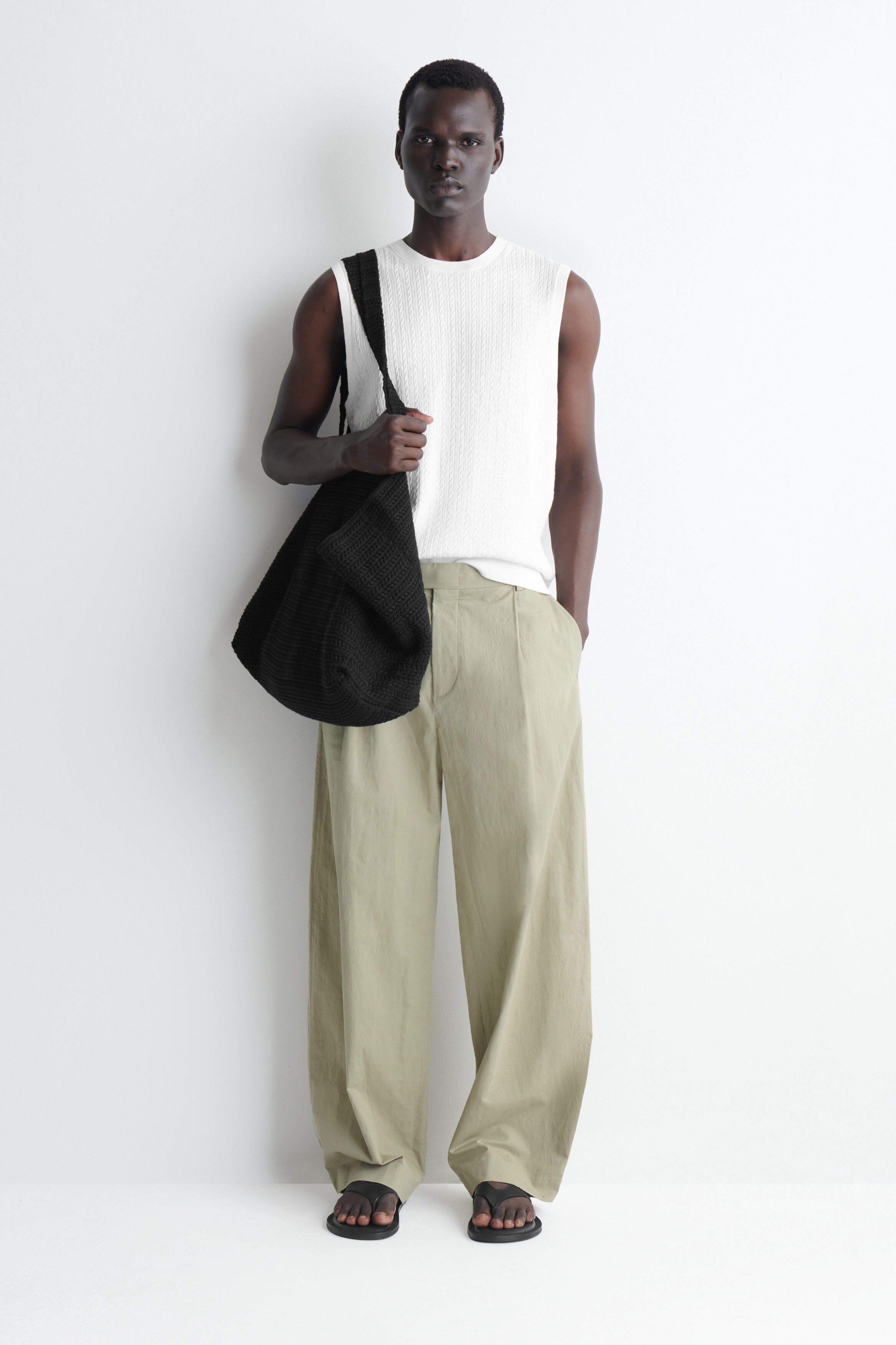 CABLE-KNIT COTTON-LINEN TANK TOP - thumbnail 8