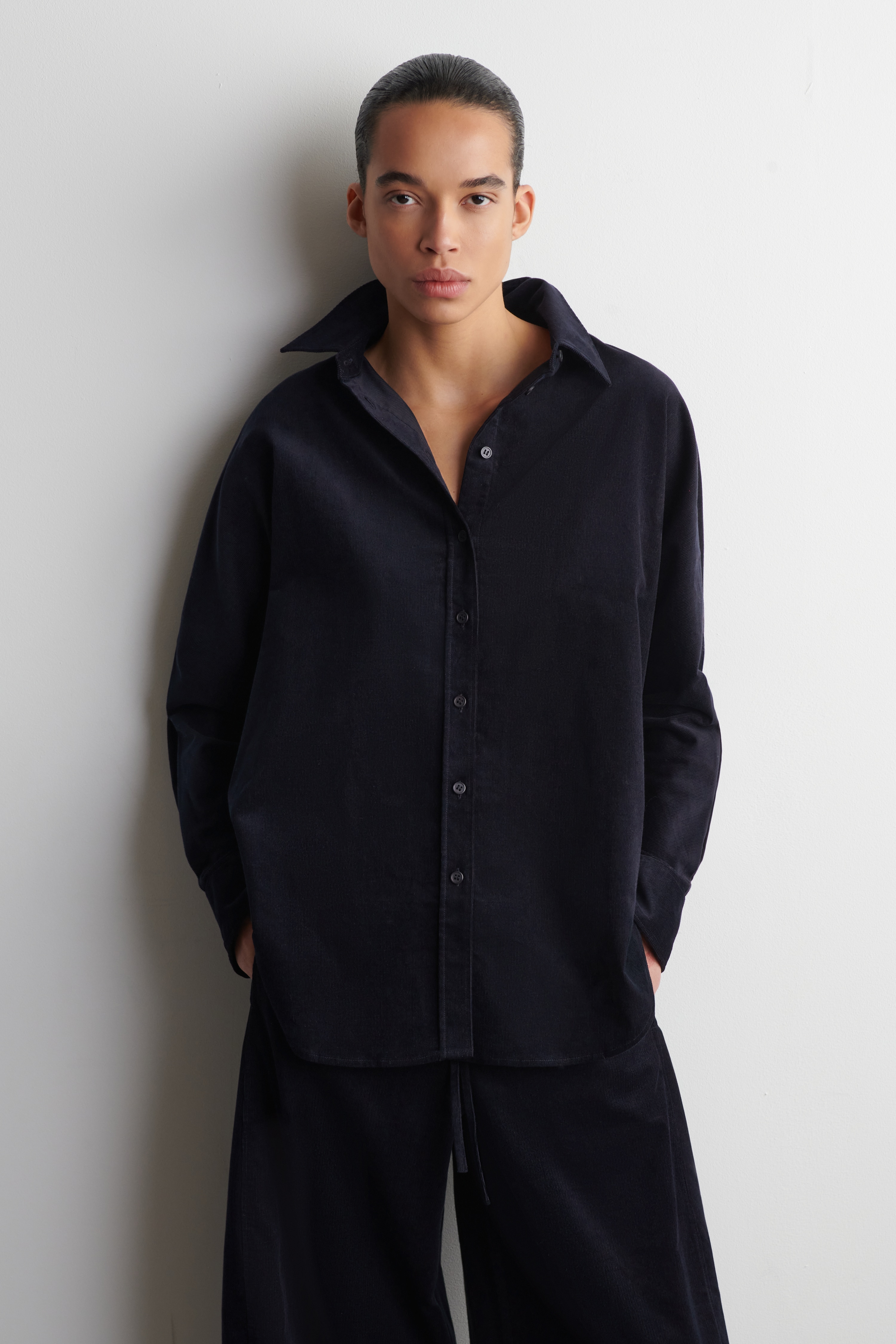 KOSZULA SZTRUKSOWA - GRANATOWY