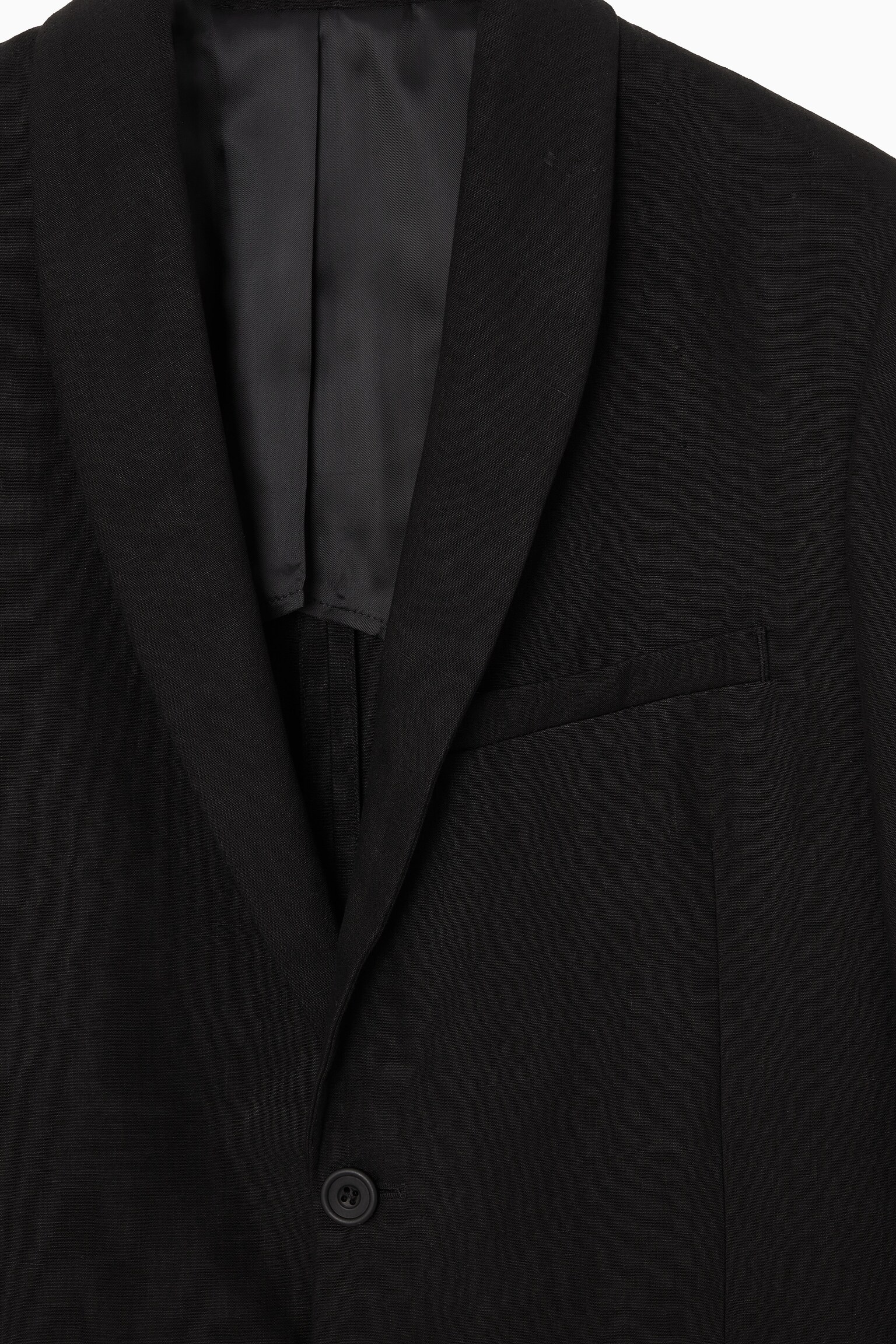 BLAZER REGULAR À BOUTONNAGE SIMPLE EN LIN - NOIR - 2