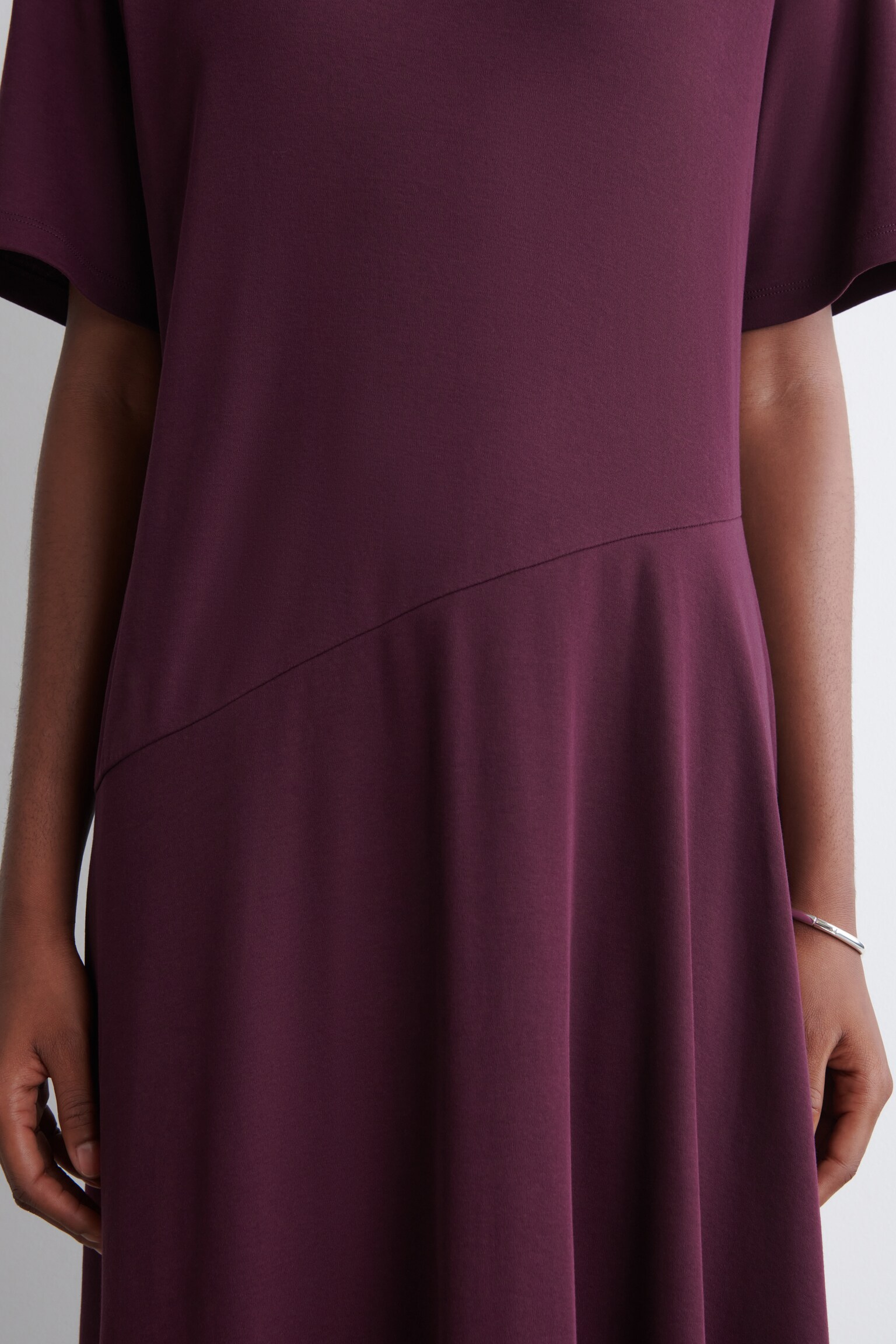 ROBE MIDI DRAPÉE EN COTON - BORDEAUX/NOIR - 6