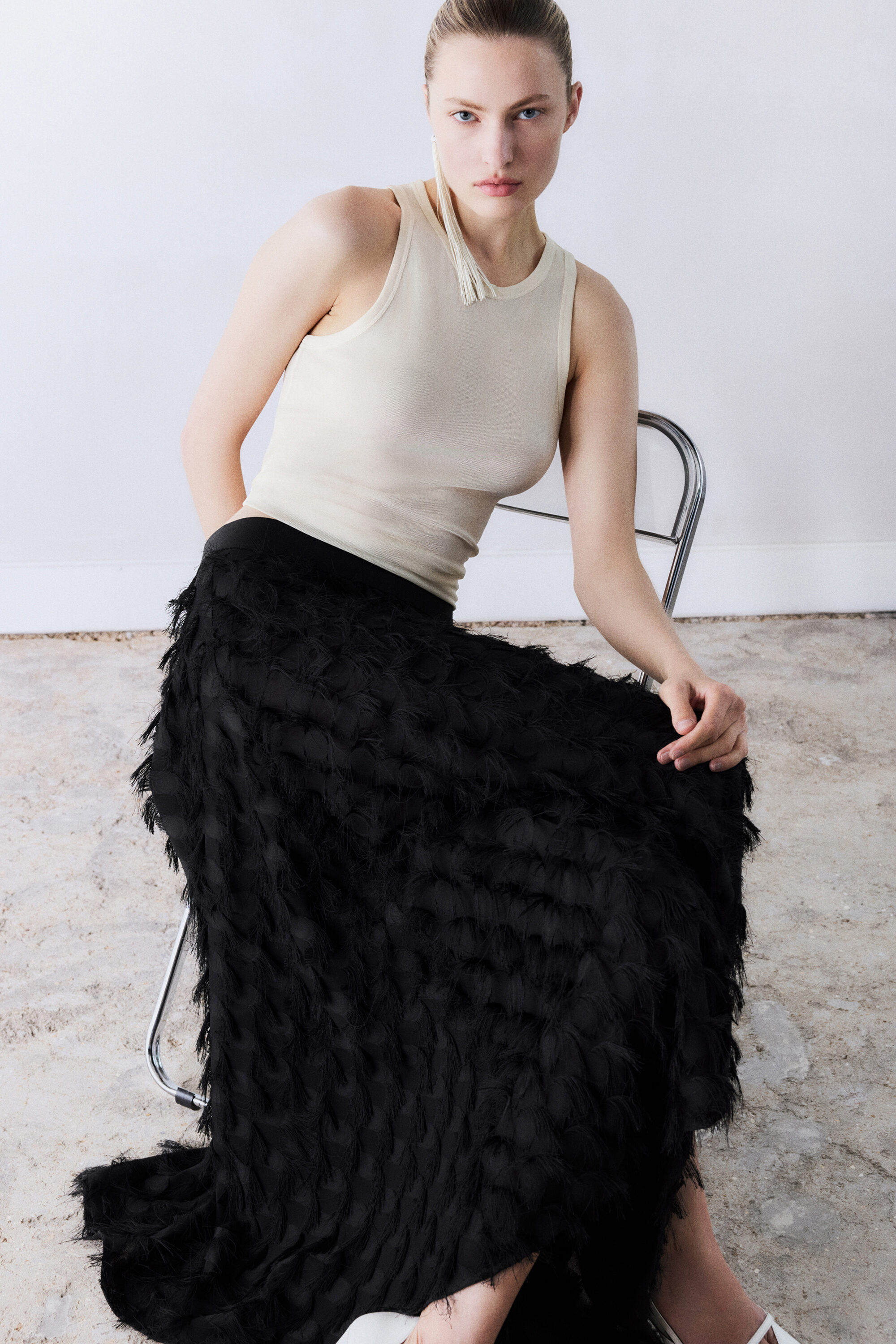 JACQUARD-FRINGED MIDI SKIRT thumbnail 8