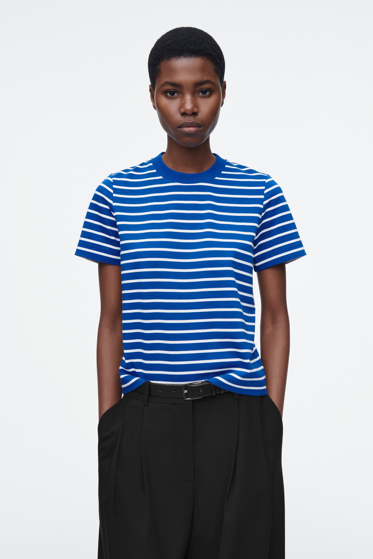 T-SHIRT REGULAR ÉLÉGANT - BLEU / RAYÉ/BLANC/Noir/ORANGE / BLANC / RAYURES/BEIGE CLAIR/ROSE / MARINE/KAKI/GRIS CHINÉ/BLEU MARINE/BLANC / NOIR/GRIS ANTHRACITE CHINÉ/BLEU MARINE / BLANC / RAYURES/BLEU MARINE / RAYURES/BLEU COBALT/BLANC / BORDEAUX / RAYURES/NOIR / VERT / RAYURES/BLANC / NOIR / RAYÉ/ROUGE/ROSE CLAIR/VERT / ÉCRU - 1
