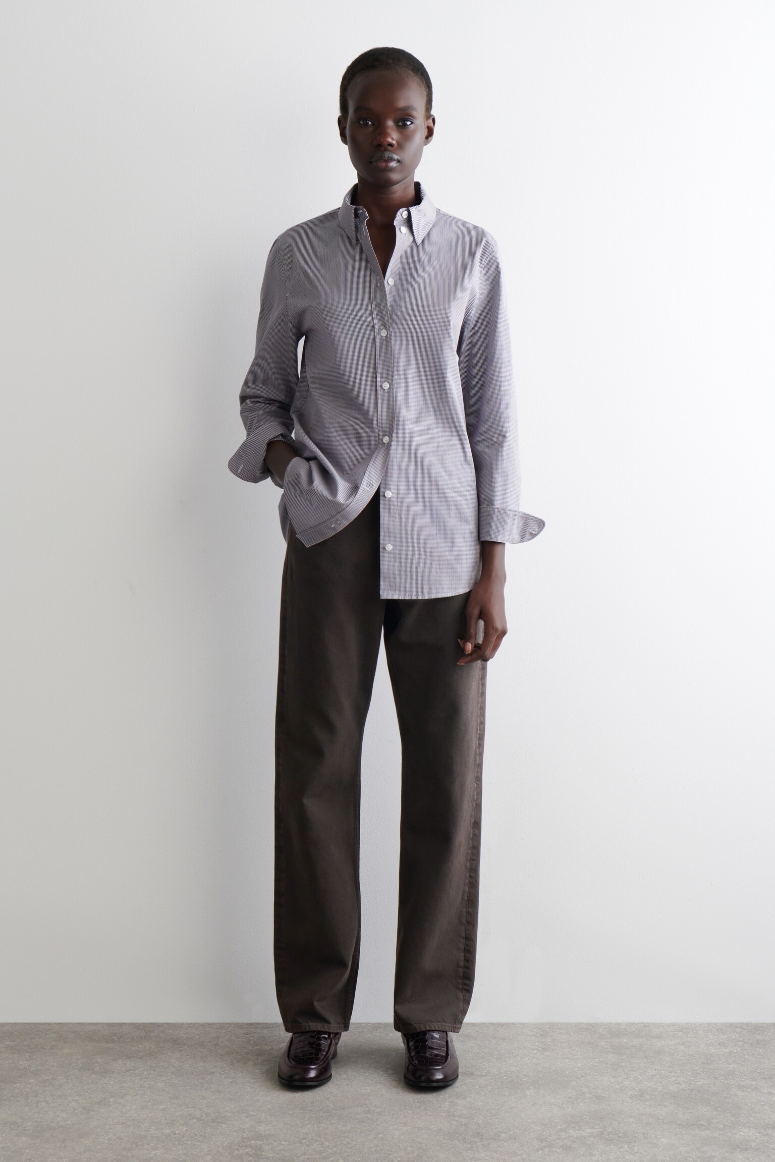 CHEMISE EN COTON VICHY - BLANC / BLEU / CARREAUX/BLEU / BEIGE / VICHY - 4
