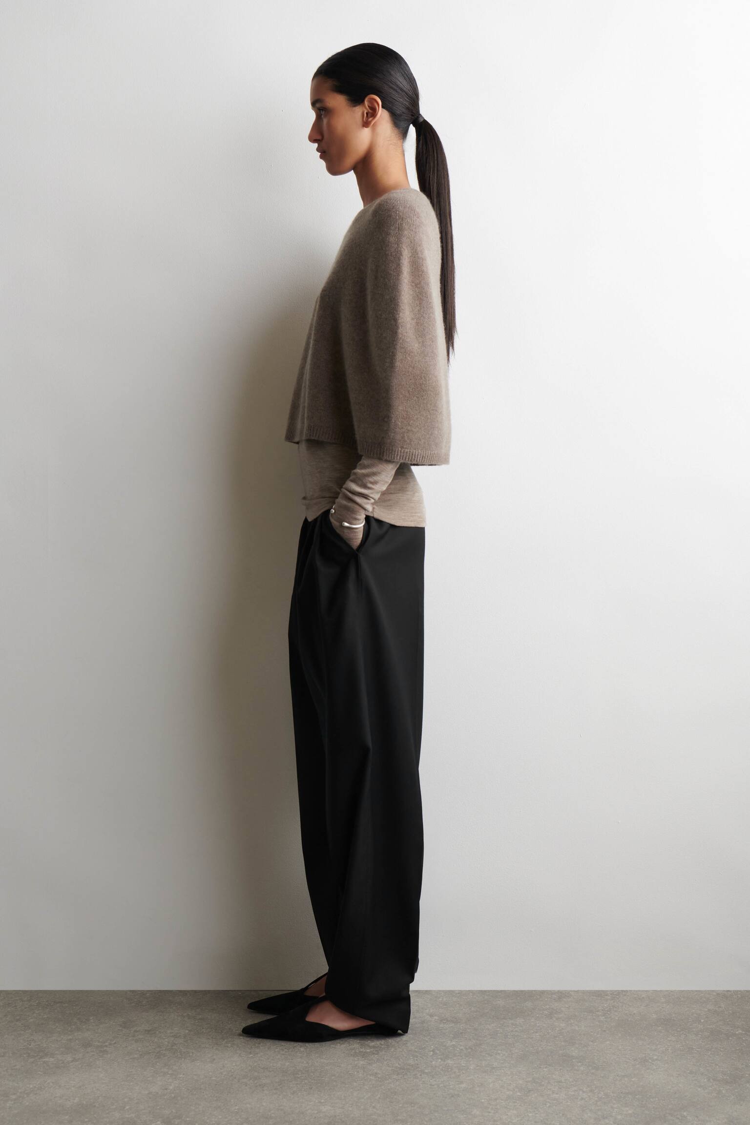 CAPE EN CACHEMIRE - BRUN CHINÉ - 5