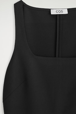 SQUARE-NECK CREPE-JERSEY DRESS — BLACK 6