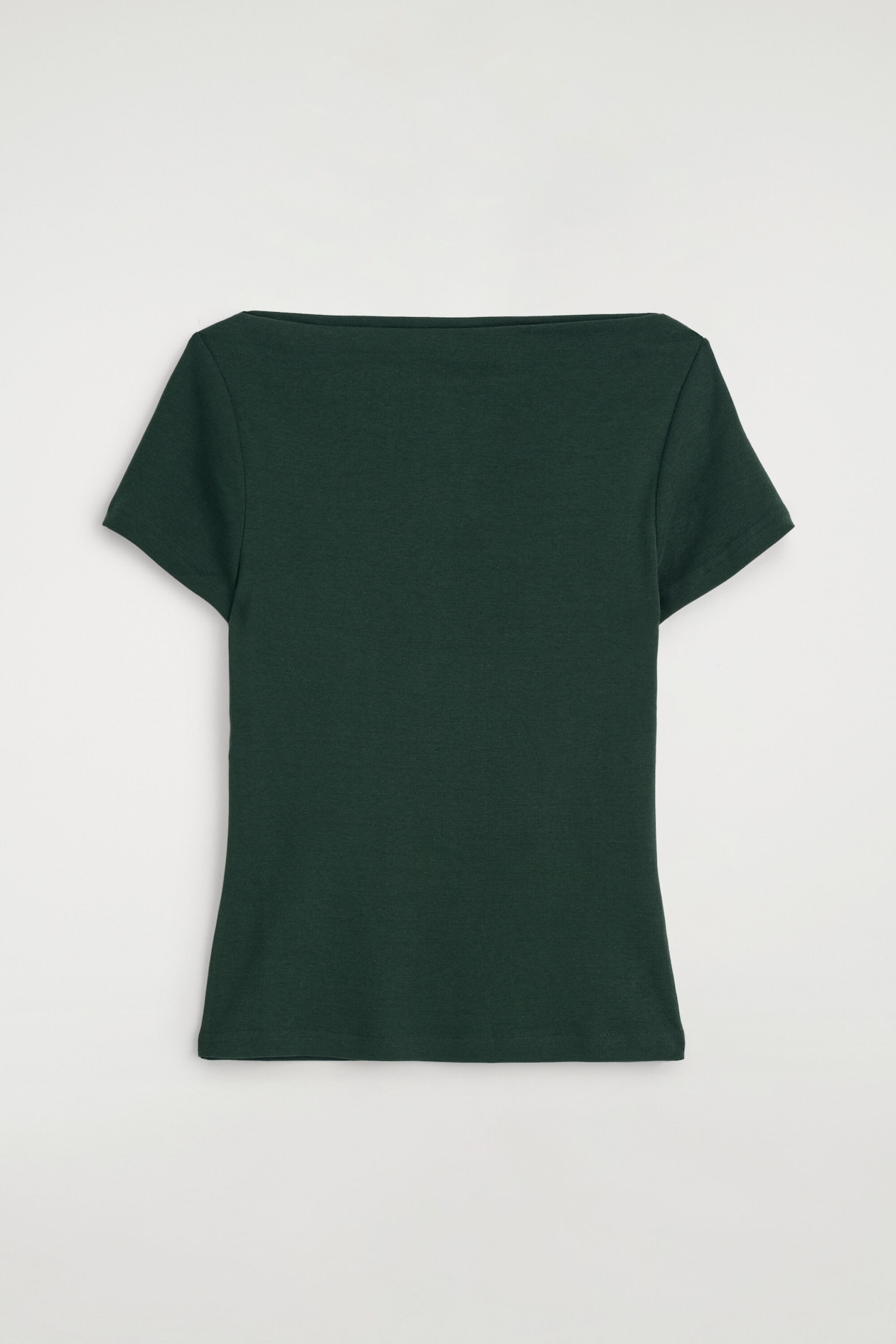 SLIM BOAT-NECK COTTON T-SHIRT — DARK GREEN