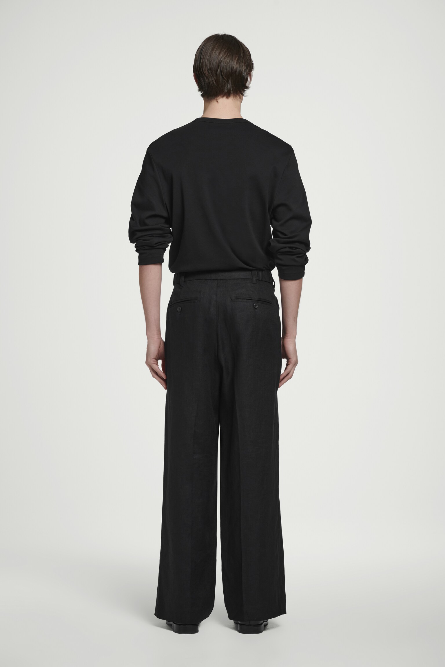 PANTALON LARGE ET FLUIDE EN LIN - NOIR/TAUPE - 8
