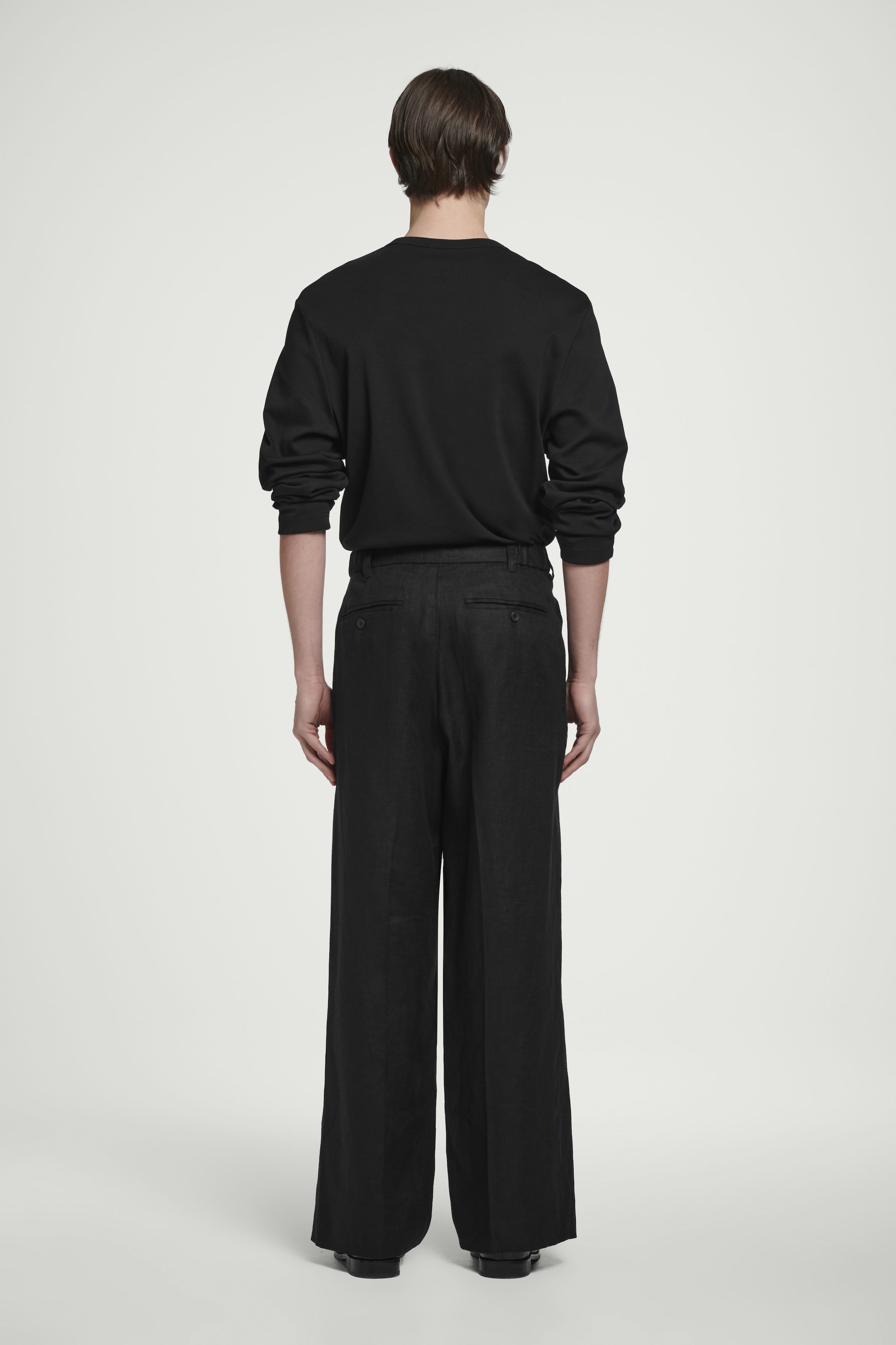 FLUID LINEN WIDE-LEG TROUSERS