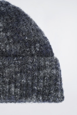 SPACE-DYED BRUSHED WOOL-BLEND BEANIE — NAVY 3