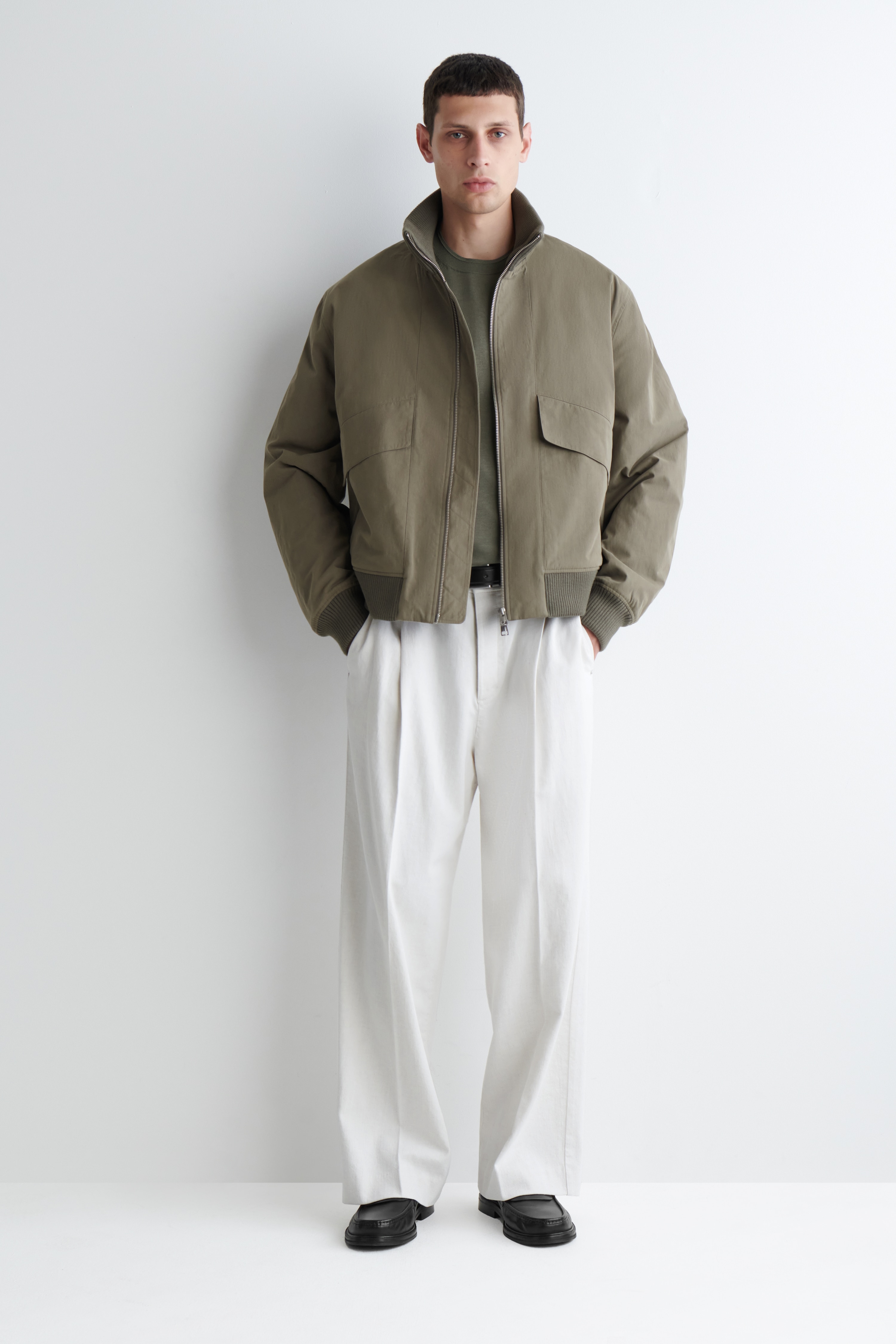 GIACCA DA AVIATORE IN COTONE IMBOTTITO - PIETRA/NERO