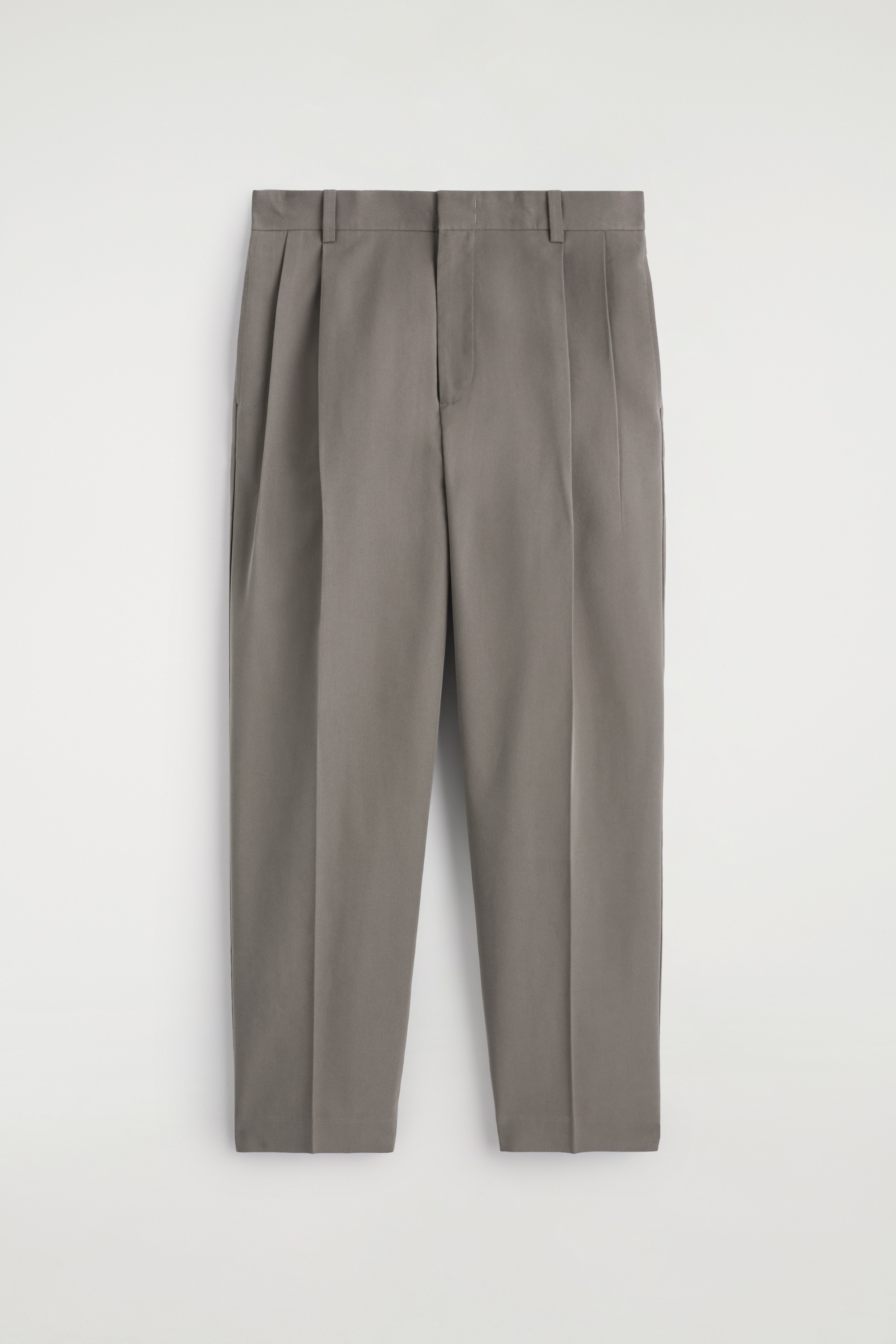 COTTON-TWILL STRAIGHT-LEG PLEATED TROUSERS - DARK MOLE/MOLE/BLACK
