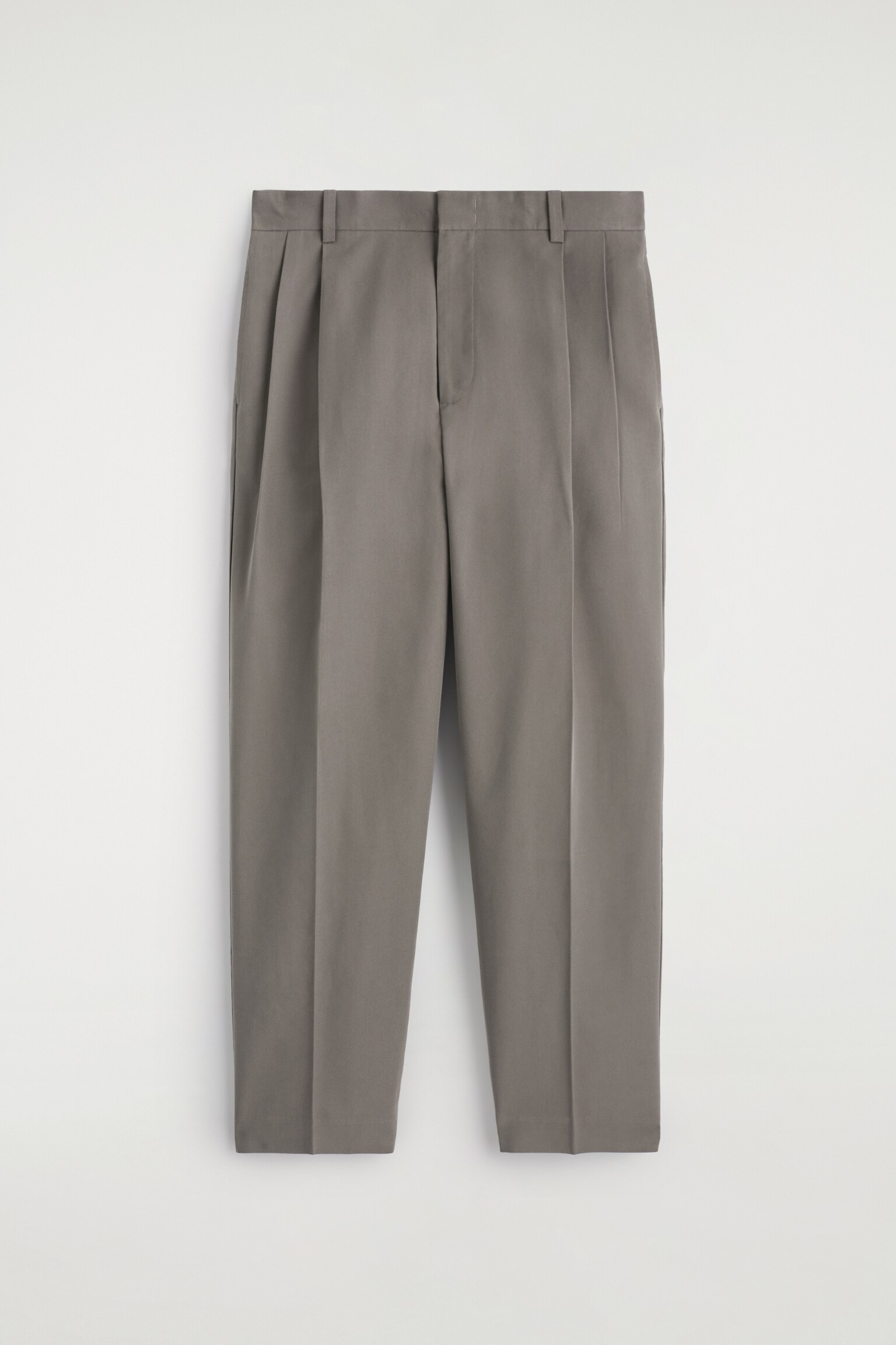 PANTALON À PLIS DROIT EN SERGÉ DE COTON - TAUPE FONCÉ/TAUPE/NOIR - 2