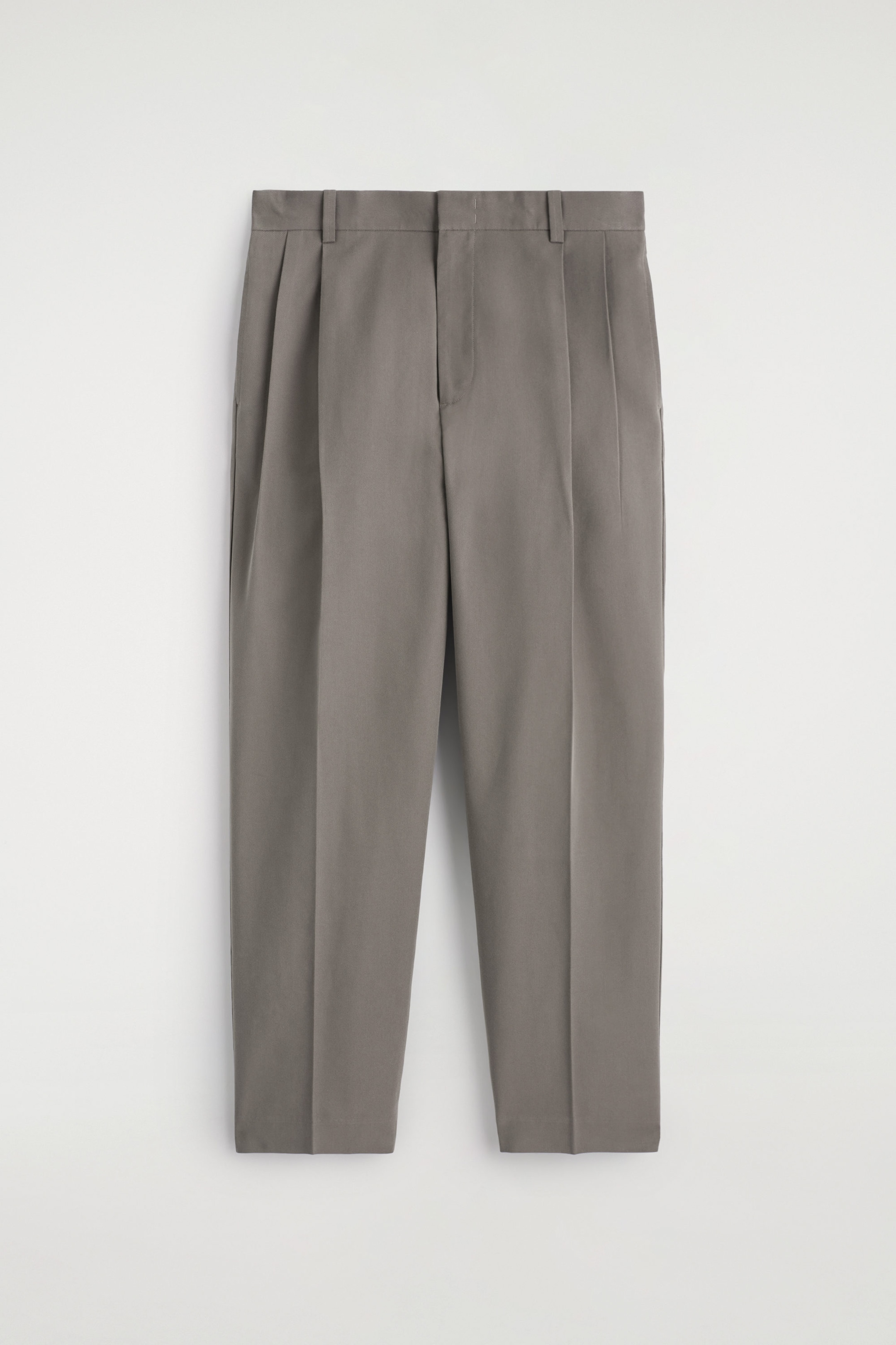 COTTON-TWILL STRAIGHT-LEG PLEATED PANTS