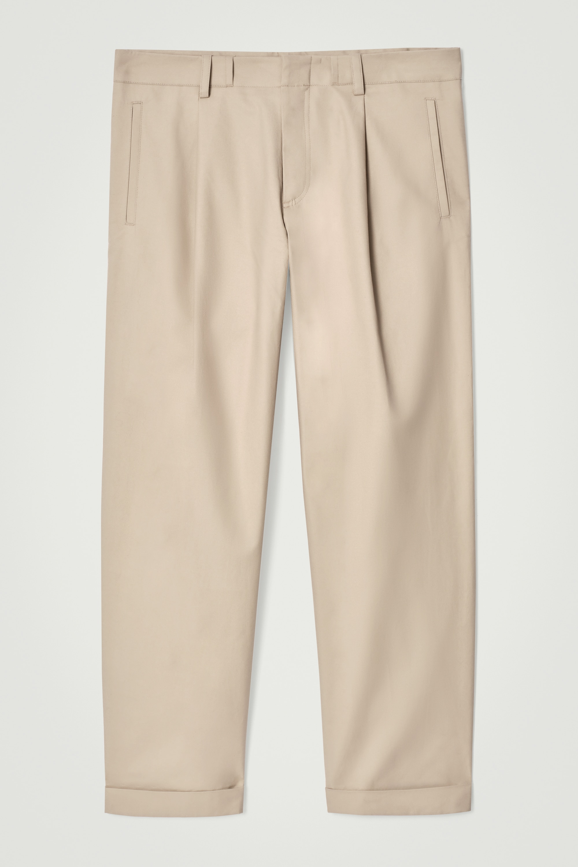 PANTALONI AFFUSOLATI CON RISVOLTO IN COTONE - BEIGE/NERO